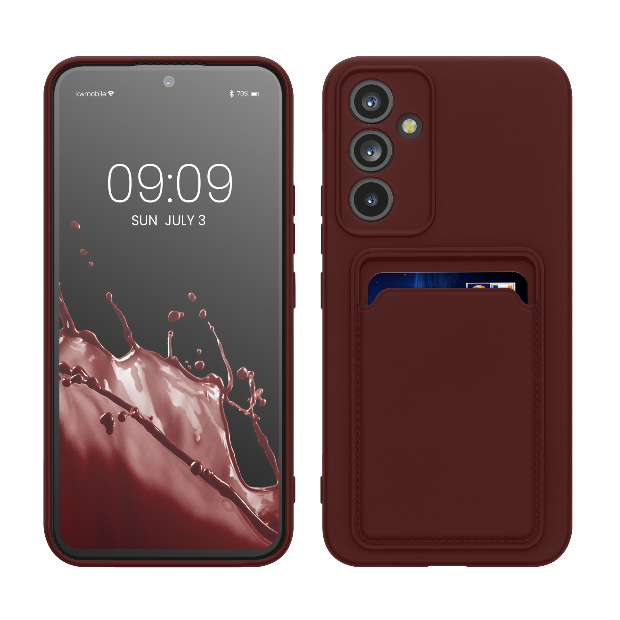 TPU kryt pro Samsung Galaxy A54 5G s přihrádkou na kartu, nárazuvzdorný, pro bezdrátové nabíjení kwmobile ‑ cihlově červená
