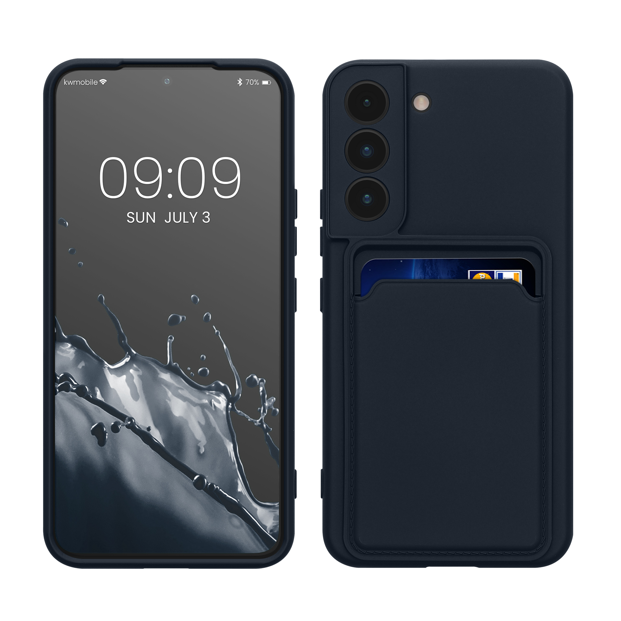 Kryt s kartou na mobil Galaxy S22 kwmobile Card Holder dark blue