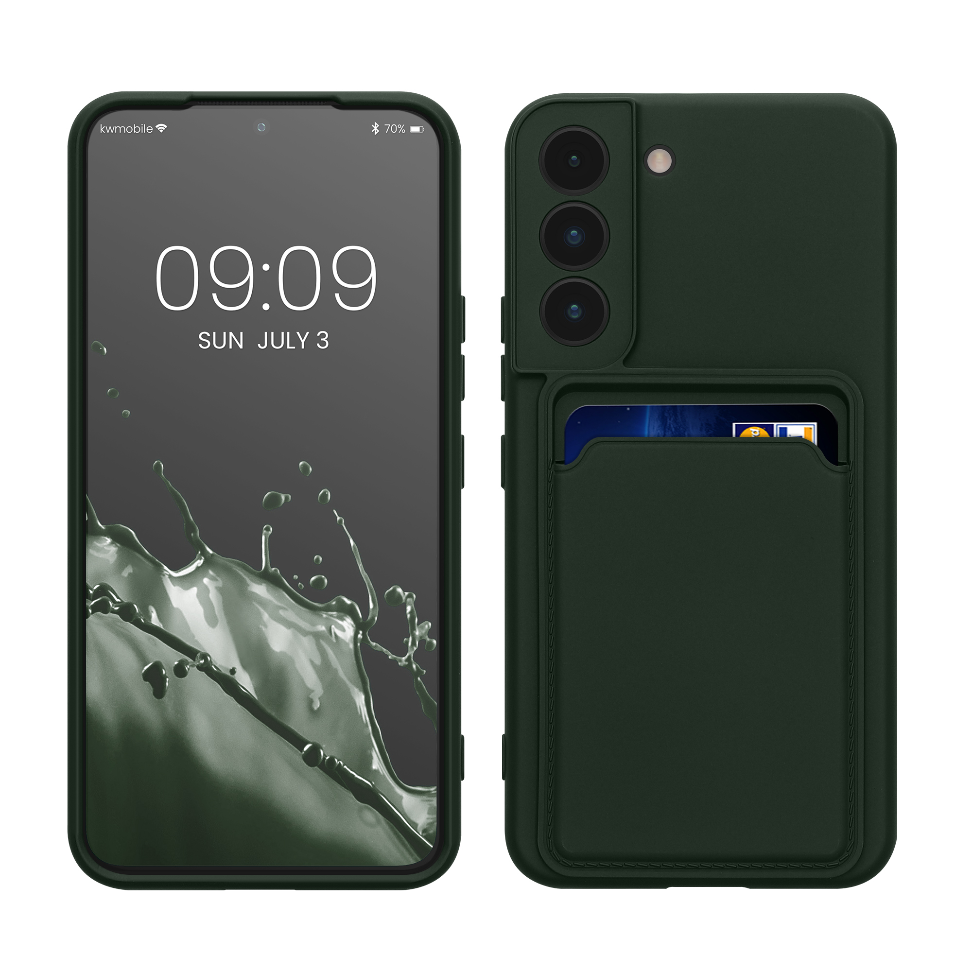 Kryt s kartou na mobil Galaxy S22 kwmobile Card Holder dark green