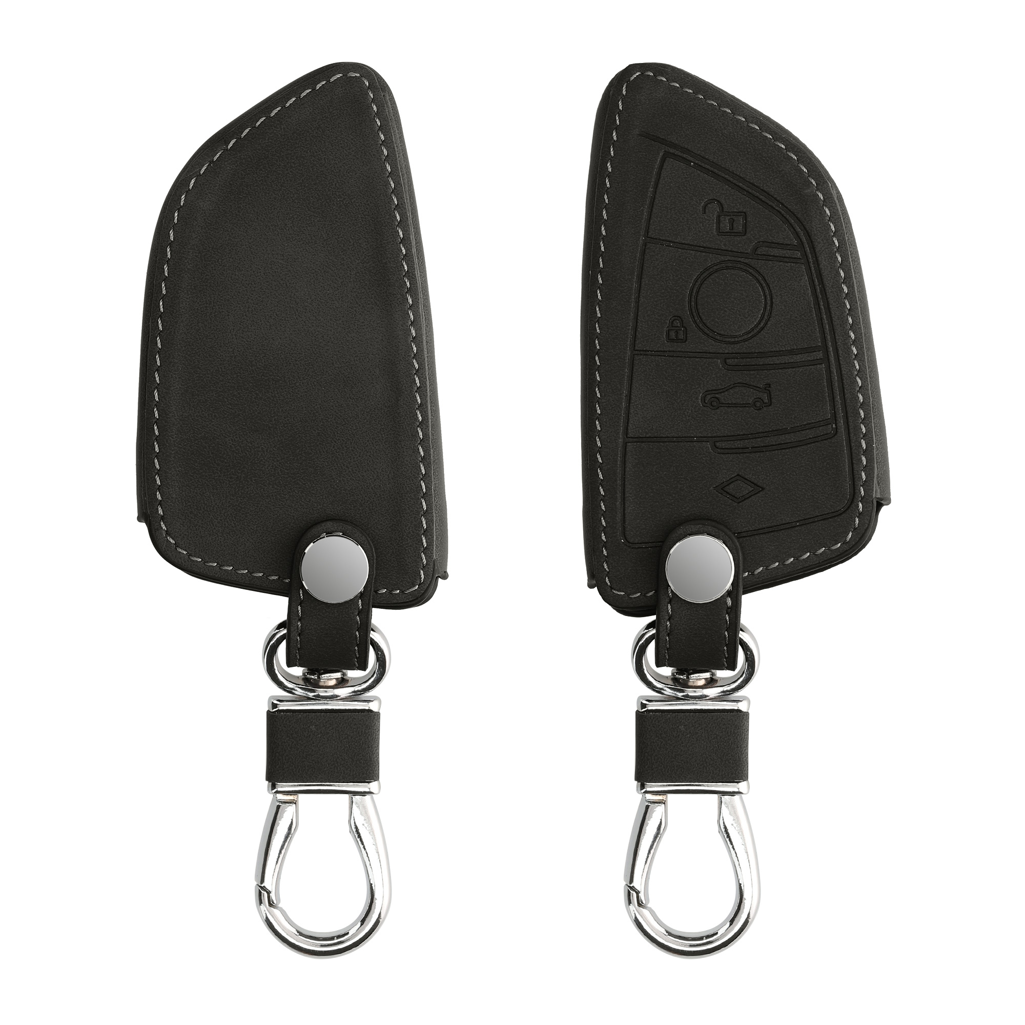 Obal ze syntetické kůže na klíč BMW 3 tlačítka Smart Key kwmobile ‑ tmavě šedá