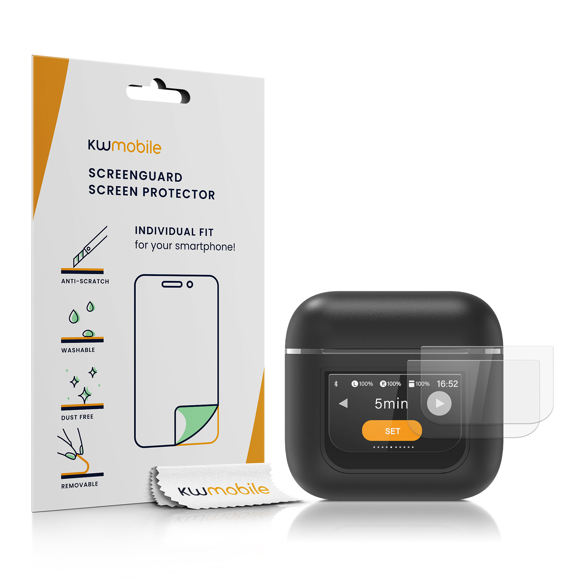 3 ks Ochranná fólie na displej pouzdra sluchátek JBL Tour Pro 2 kwmobile - for earphones charging case display