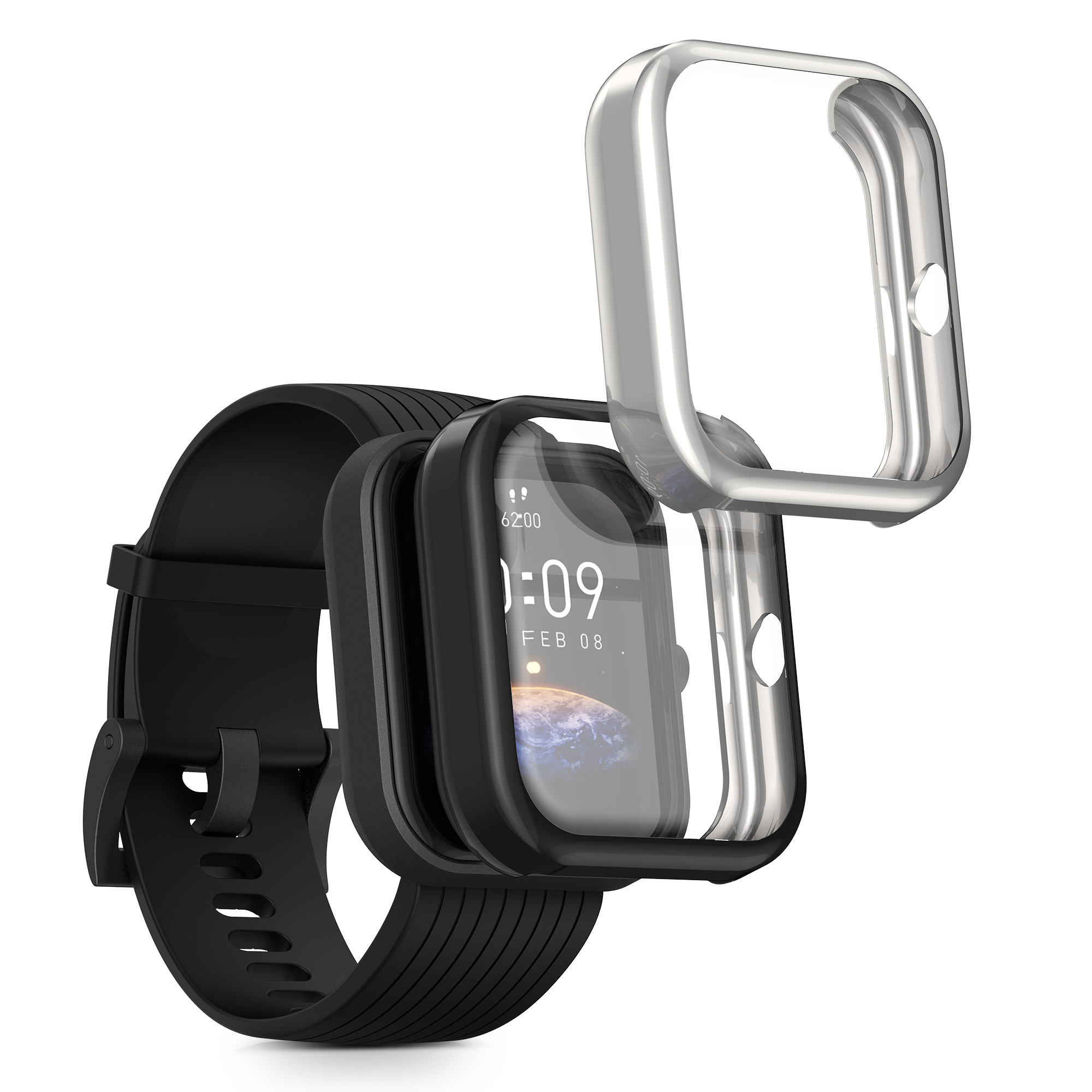 Sada 2 krytů s ochranou displeje pro Huami Amazfit Bip 3 / Bip 3 Pro kwmobile - černá a stříbrná 