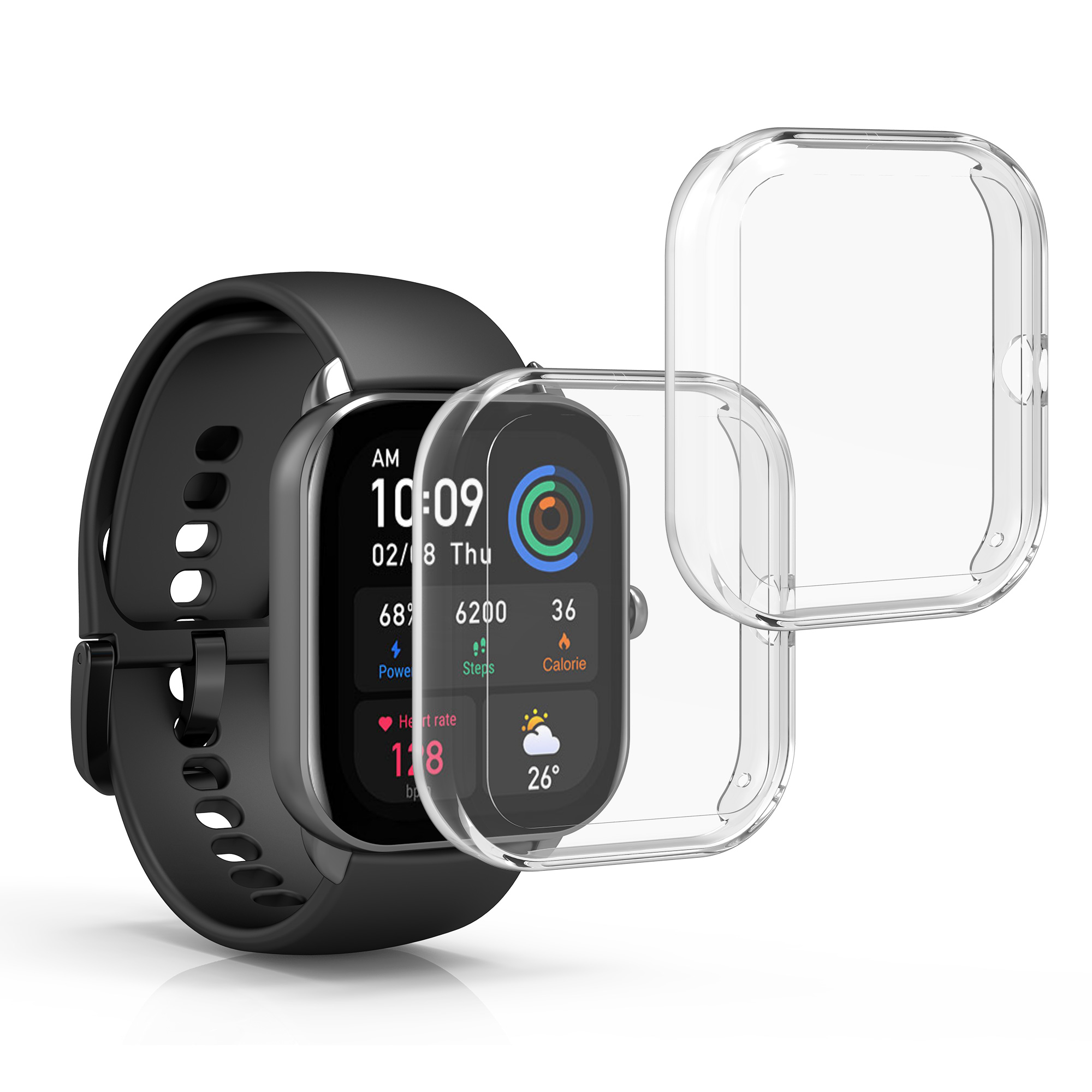 Sada 2 krytů s ochranou displeje pro Huami Amazfit GTS 4 Mini kwmobile - transparentní 