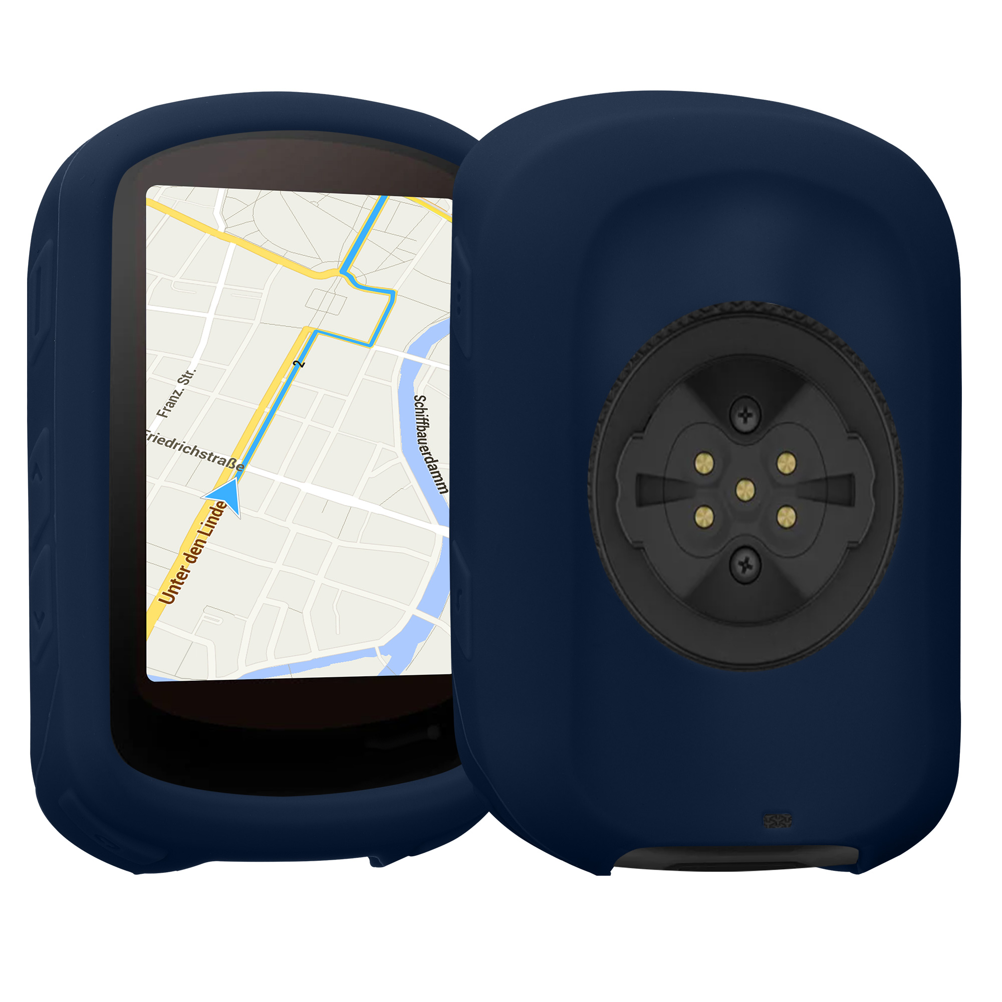 Silikonové pouzdro pro Garmin Edge 840 / Edge 540 kwmobile - měkký gumový ochranný kryt na cyklo GPS, tmavě modrá