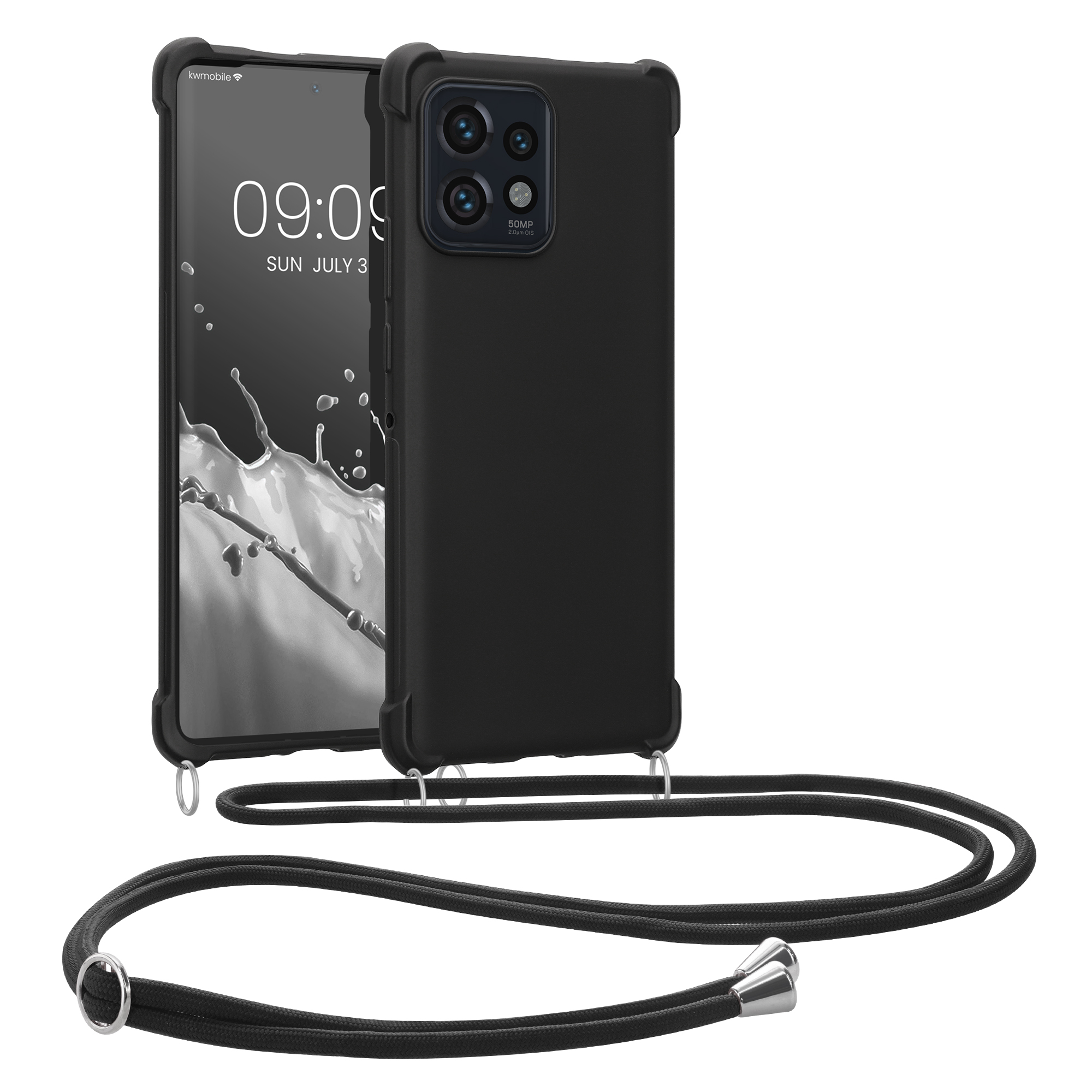 Crossbody kryt na mobil Motorola Edge 40 Pro / Edge+ (2023) kwmobile se šňůrkou černá / transpar