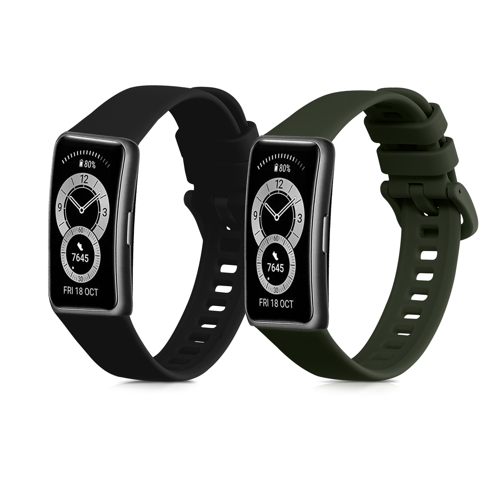 Sada řemínků na chytré hodinky Huawei Band 10 / 9 / 8 2 ks černo-tmavě zelené