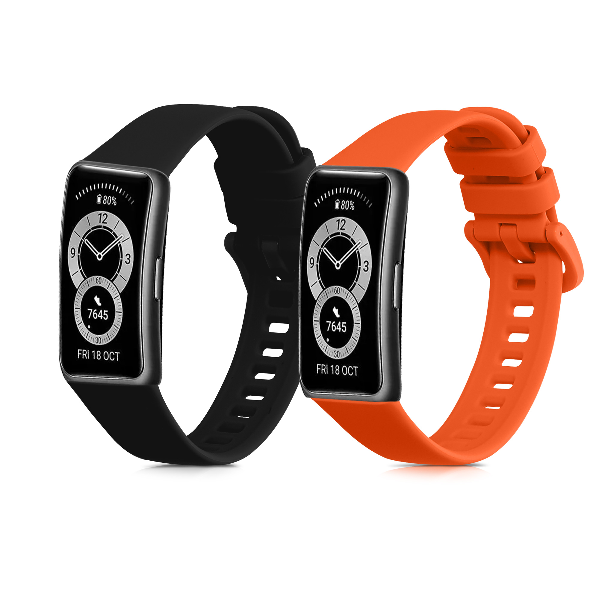 Řemínky pro Huawei Band 10 / 9 / 8 kwmobile silikonové - černá / oranžová