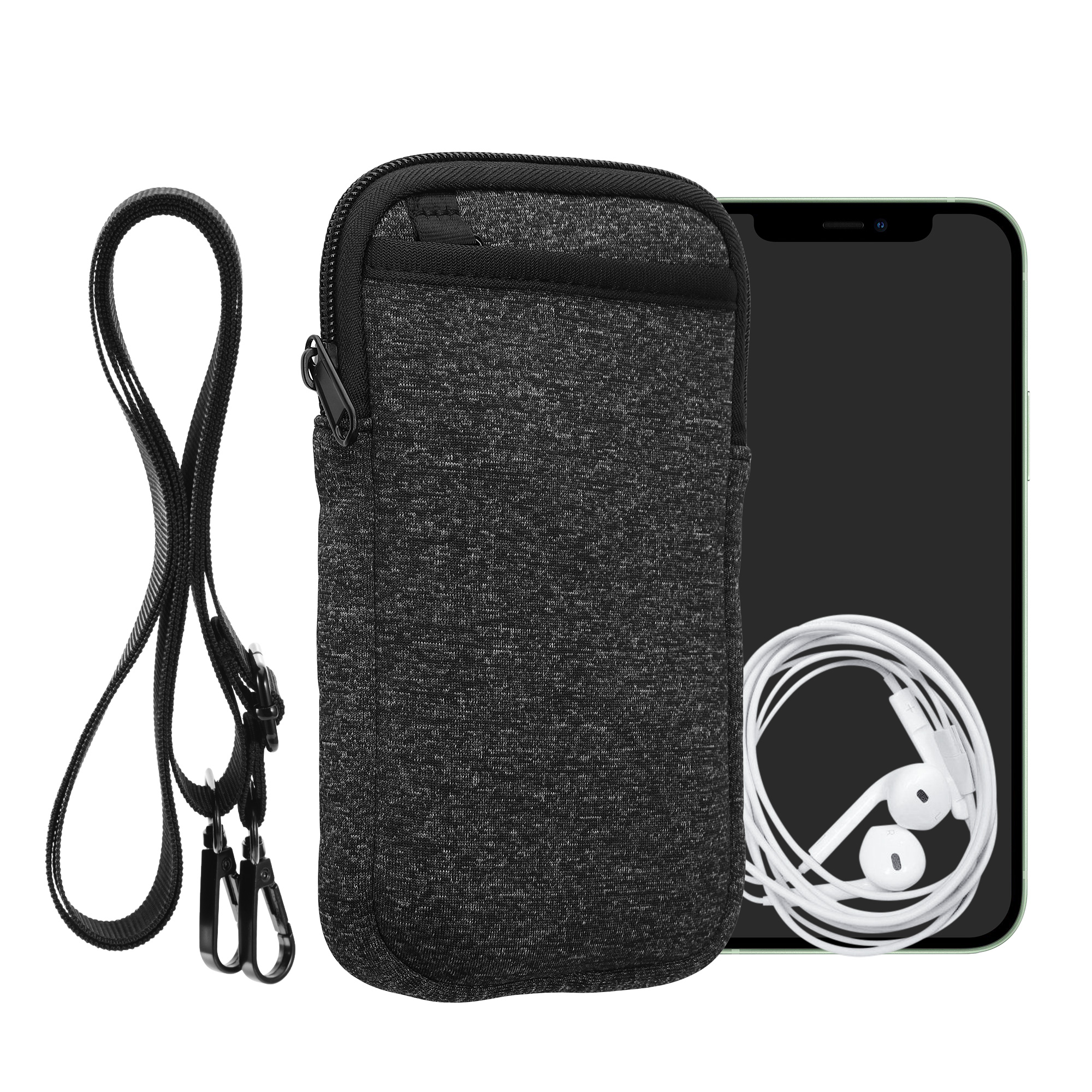 Crossbody pouzdro kwmobile - XL - 17,2 x 8,4 cm (6.7/6.8") - antracitová / bílá