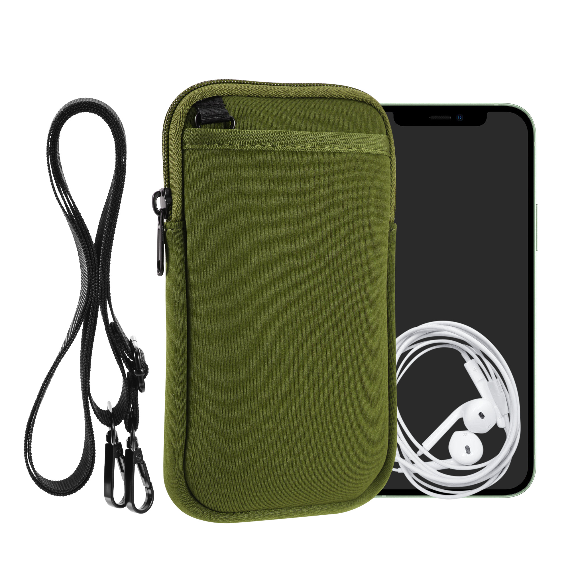 Crossbody pouzdro kwmobile - XL - 17,2 x 8,4 cm (6.7/6.8") - olivově zelená