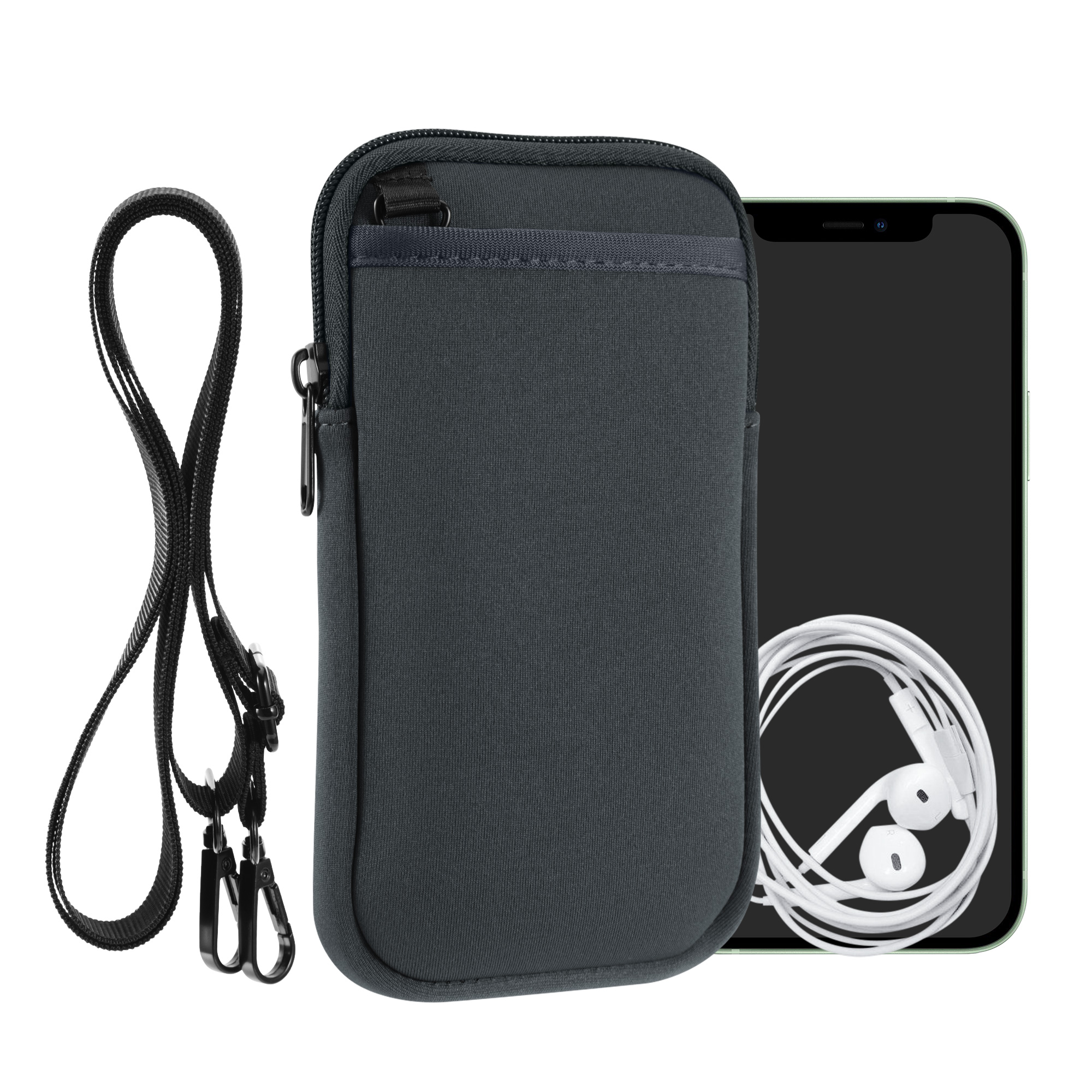Neoprenové crossbody pouzdro na telefon XL kwmobile - tmavě šedá