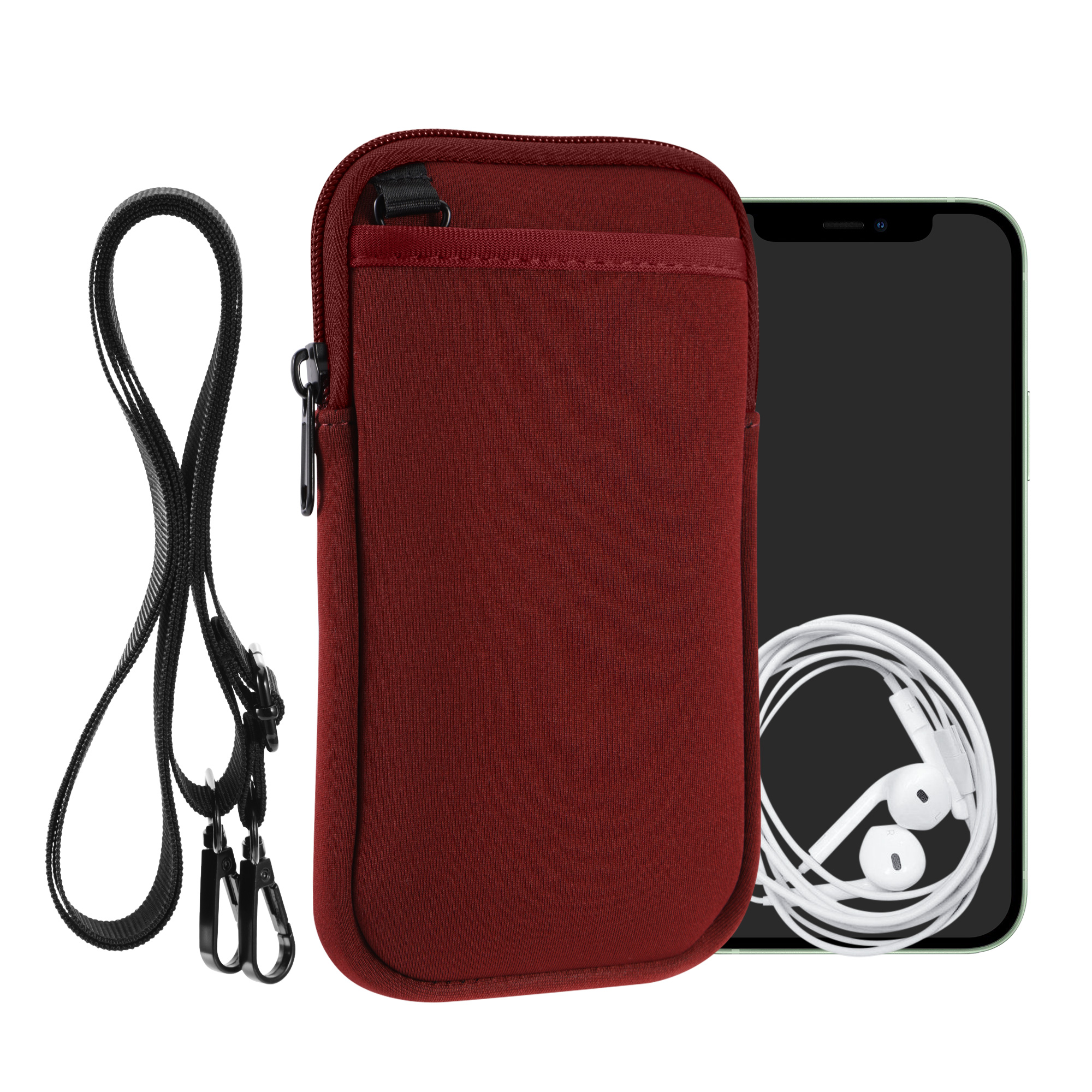 Neoprenové crossbody pouzdro na telefon XXL kwmobile - vínová