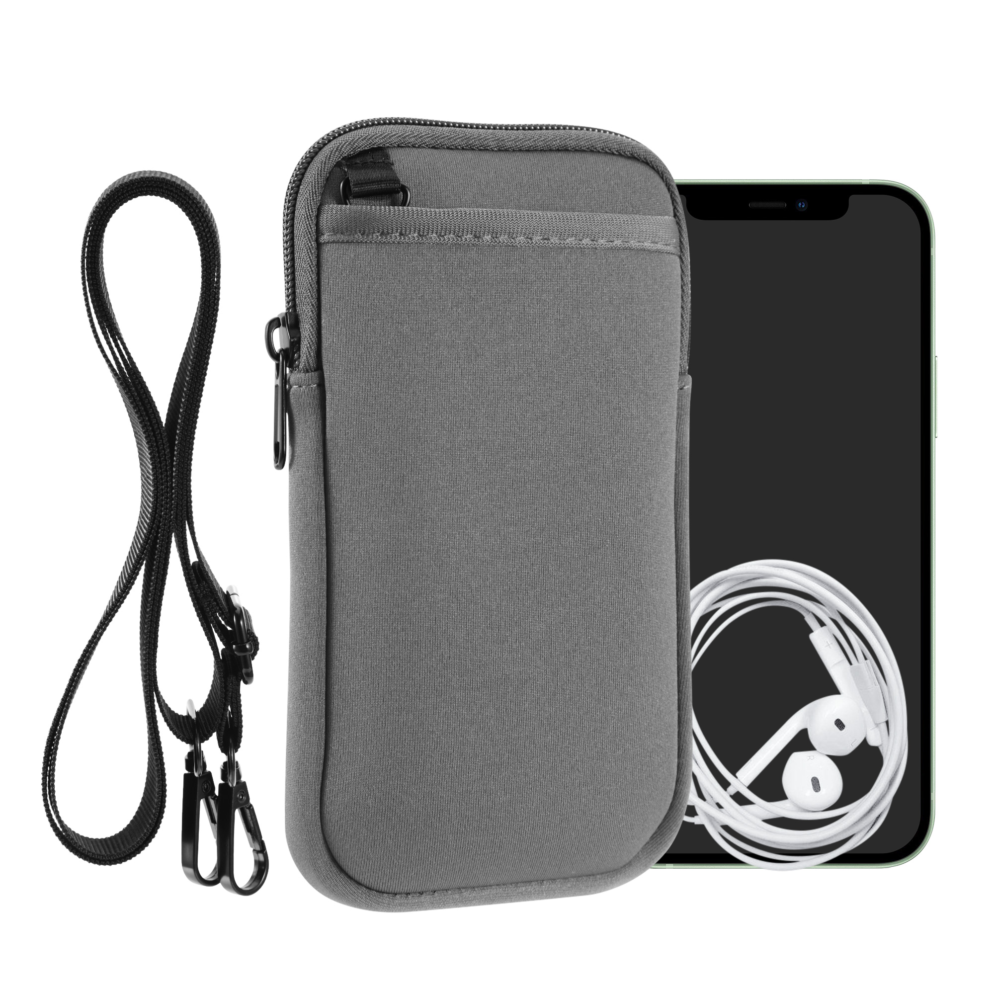 Neoprenové crossbody pouzdro na telefon XXL kwmobile - šedobéžová