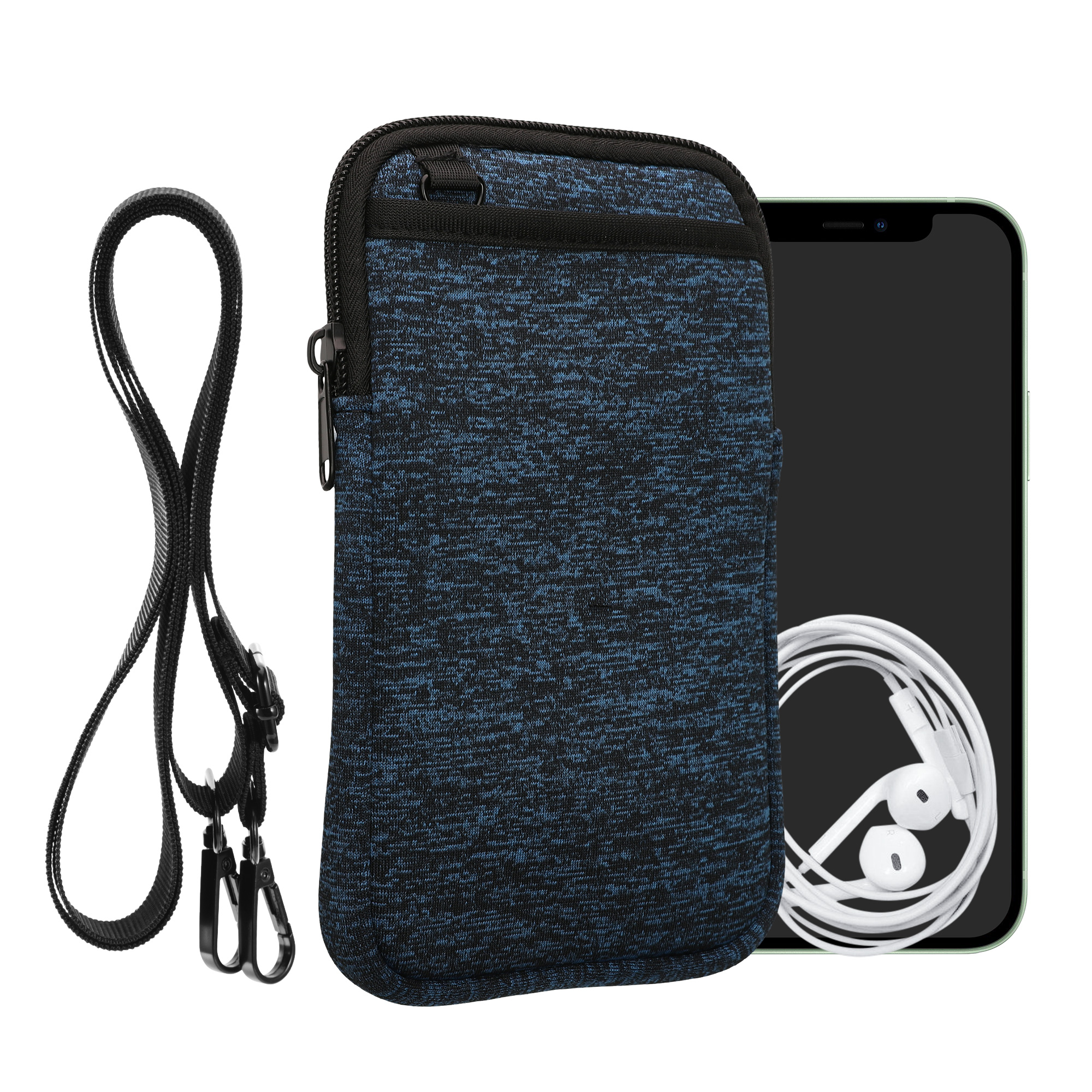 Neoprenové crossbody pouzdro na telefon XXL kwmobile - hluboký oceán / černá