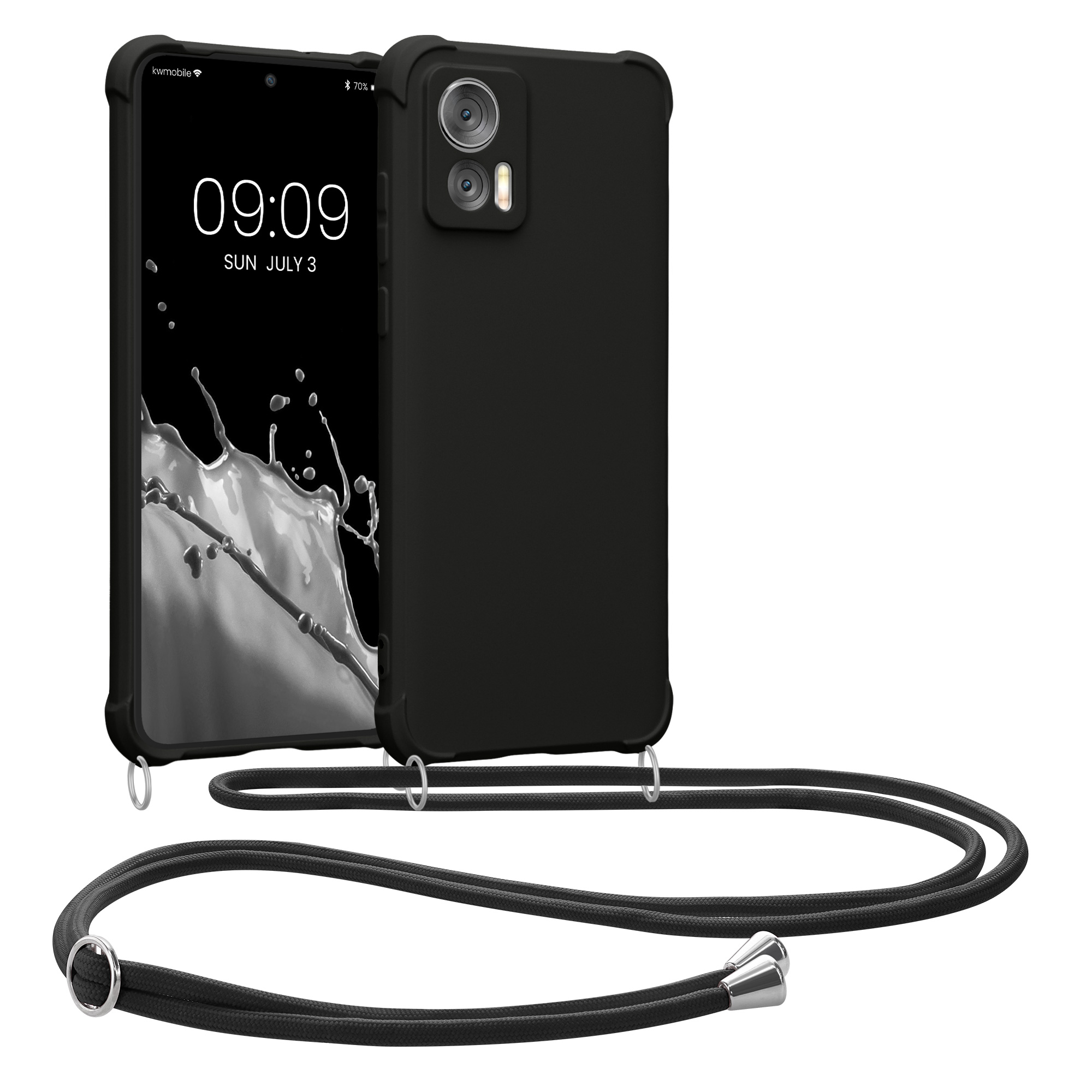 Pouzdro s popruhem (crossbody) pro Motorola Edge 30 Neo kwmobile silikonové - černá