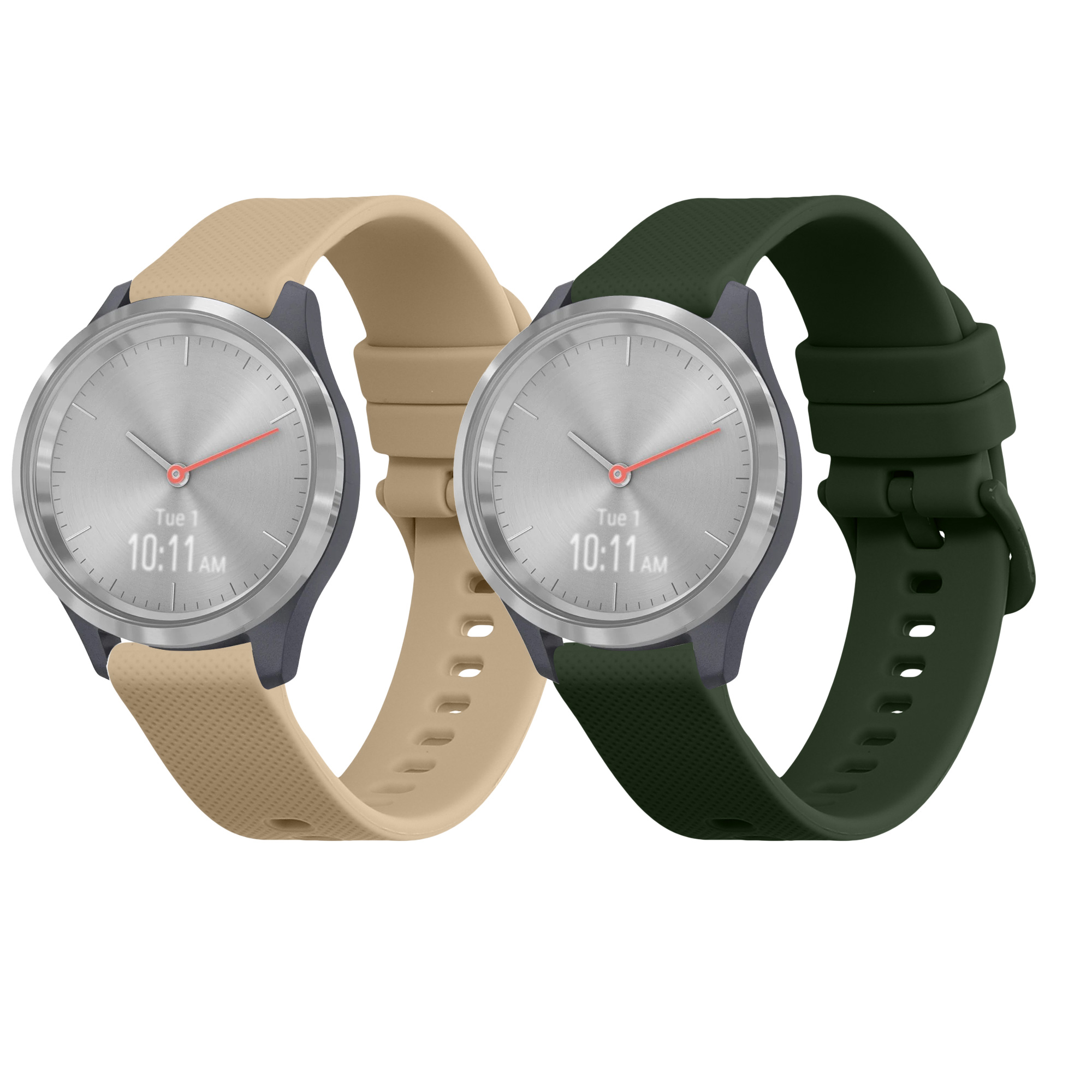 Řemínek kwmobile pro Garmin vivomove 3S / vivoactive 4S - 2 ks, tmavě zelená / béžová