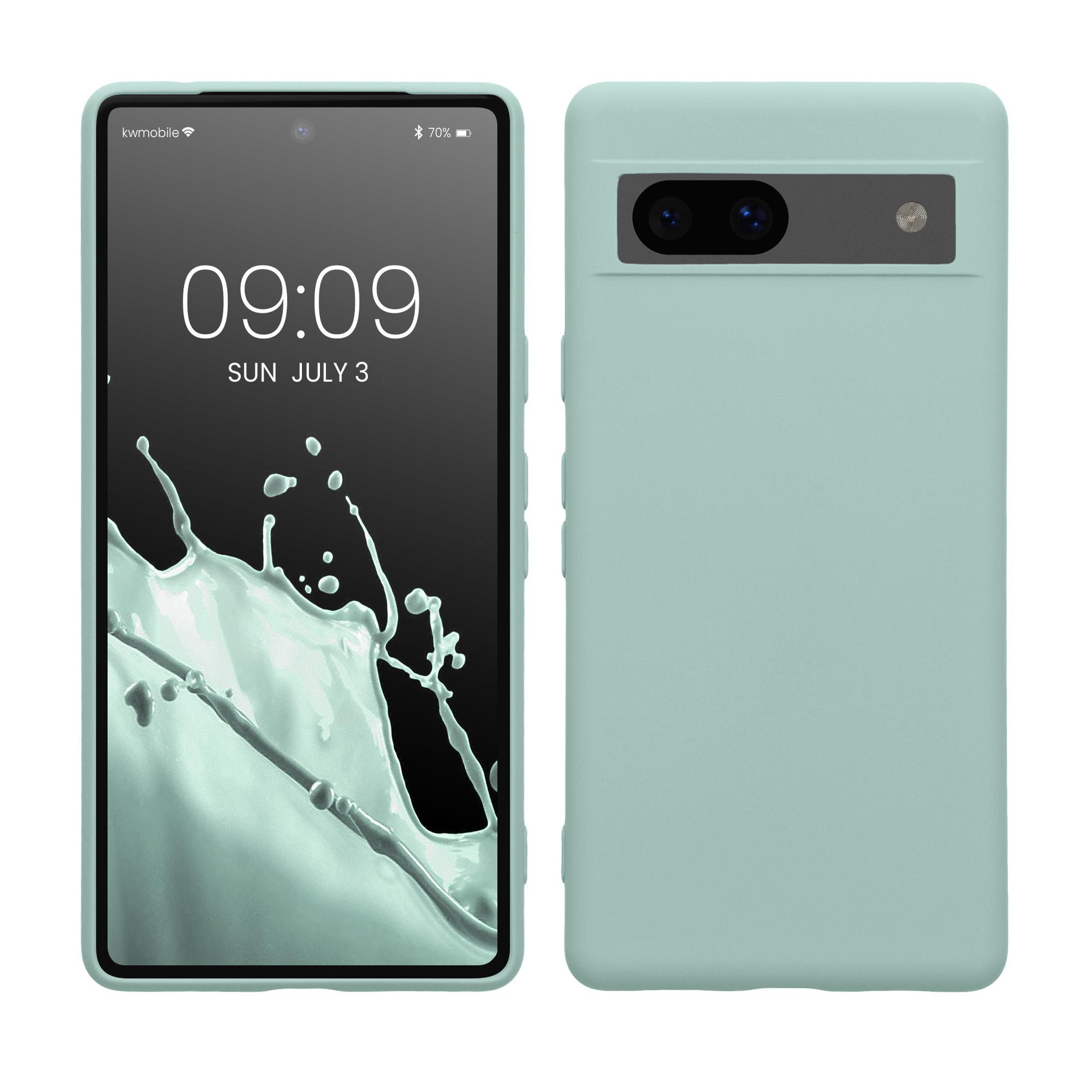 TPU silikonový kryt pro Google Pixel 7a, podšívka z mikrovlákna a vyvýšené okraje kwmobile ‑ chladivá mátová