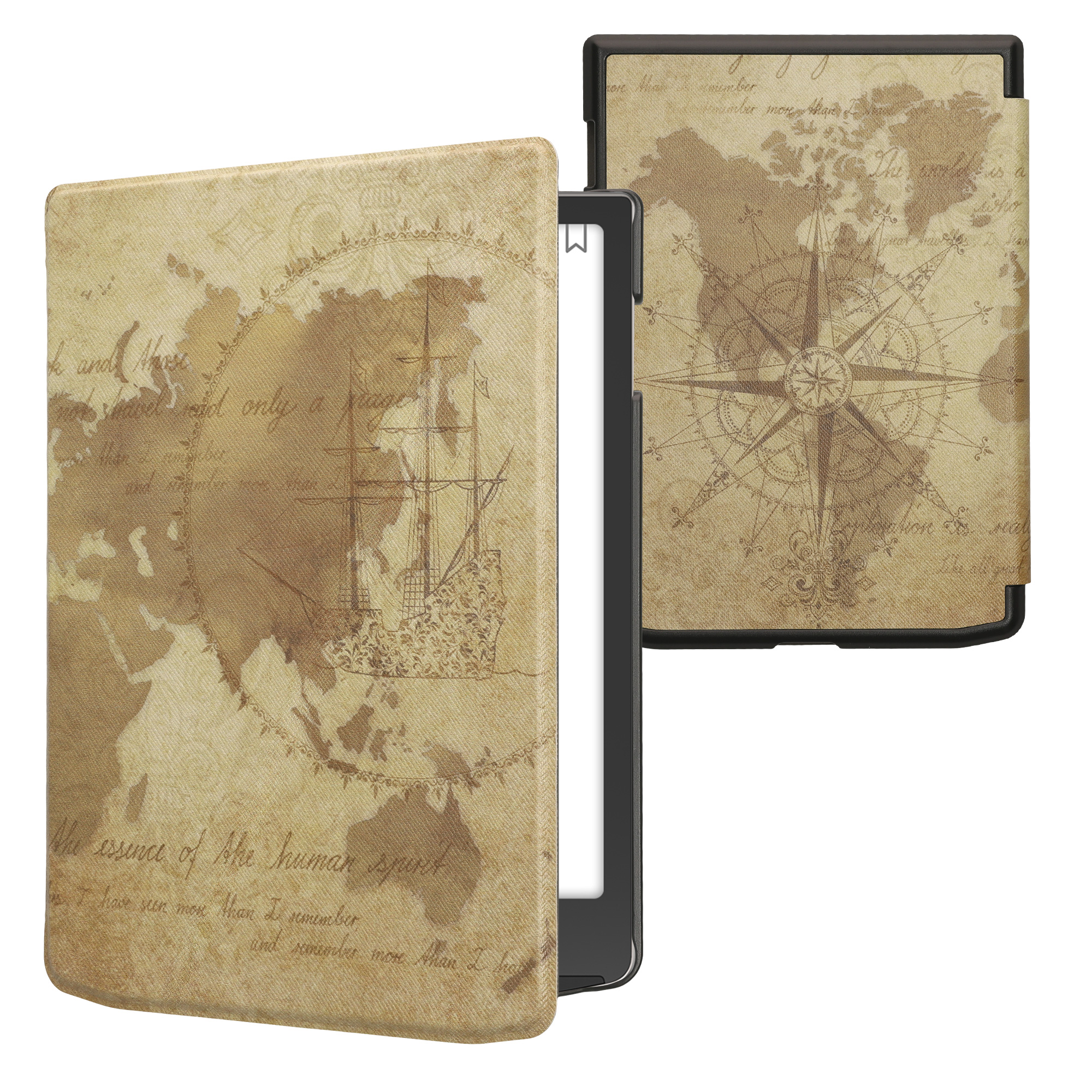 Pouzdro na čtečku kwmobile pro Pocketbook InkPad 4 / Color 3 / Color… - Travel Vintage Brown / světle hnědá