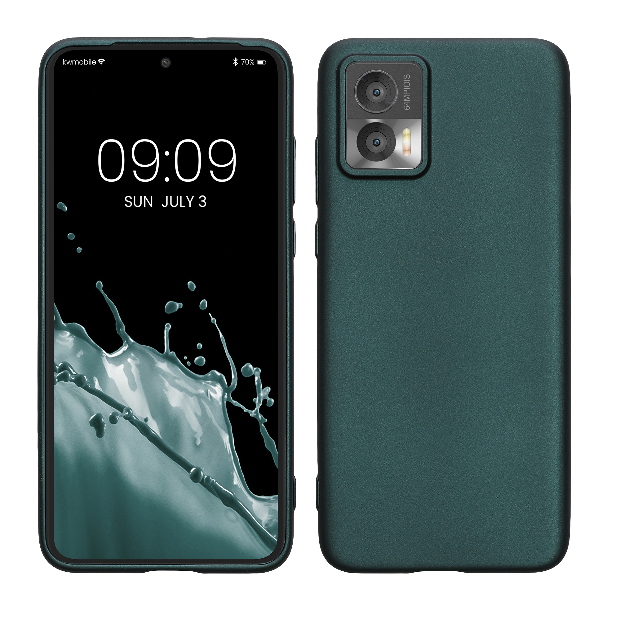 Tenký metalický TPU silikonový kryt pro Motorola Edge 30 Neo kwmobile ‑ metalická petrolejová