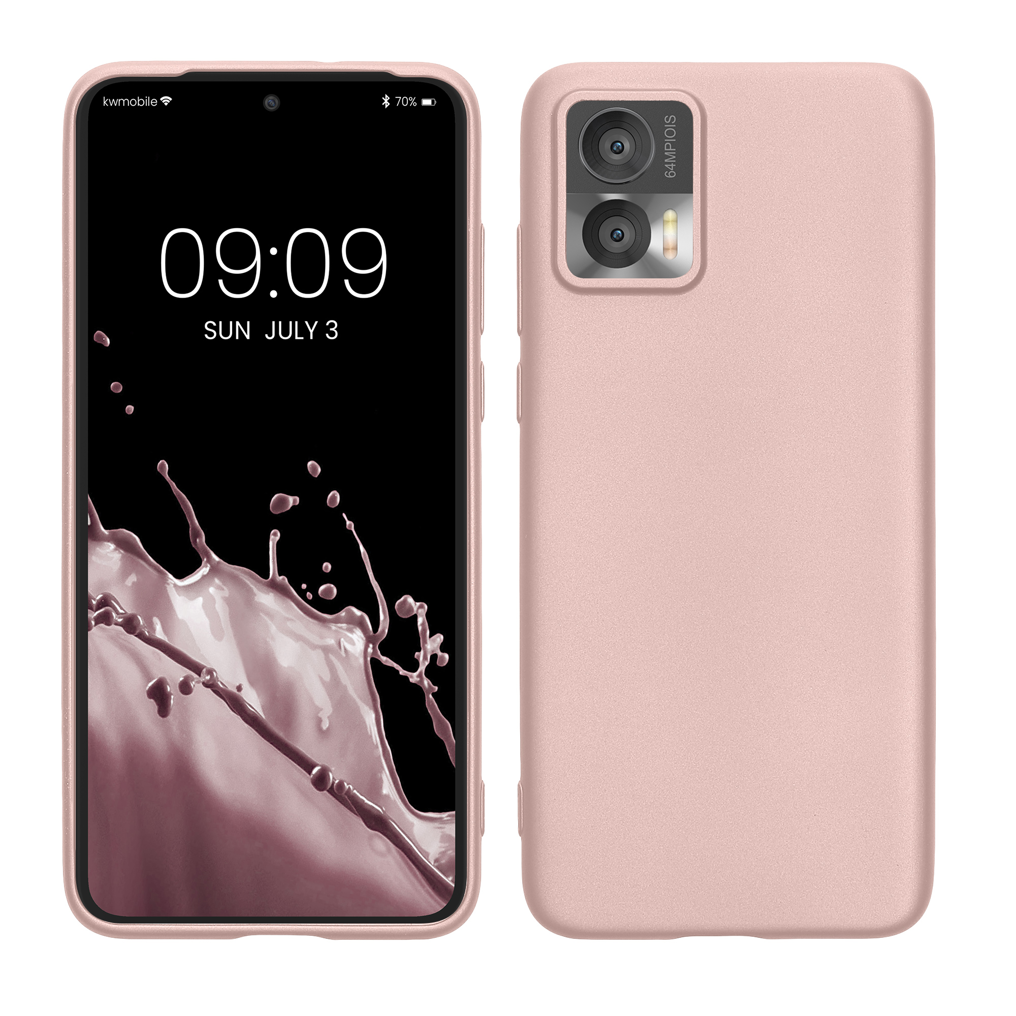 Pouzdro pro Motorola Edge 30 Neo kwmobile tenké metalické silikonové - metalická růžové zlato