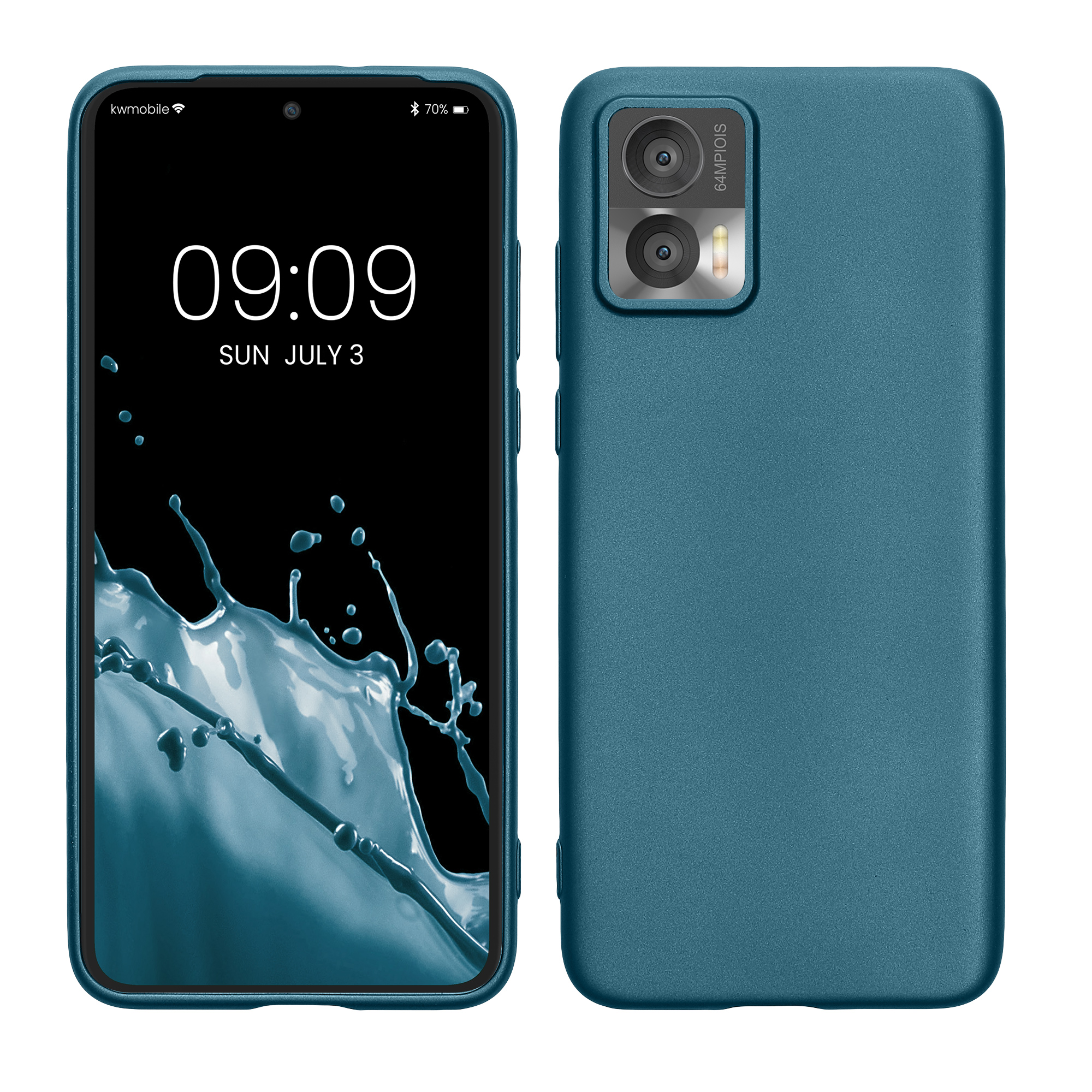 Kryt na mobil Motorola Edge 30 Neo, tenký - kwmobile, metalický karibský modrý