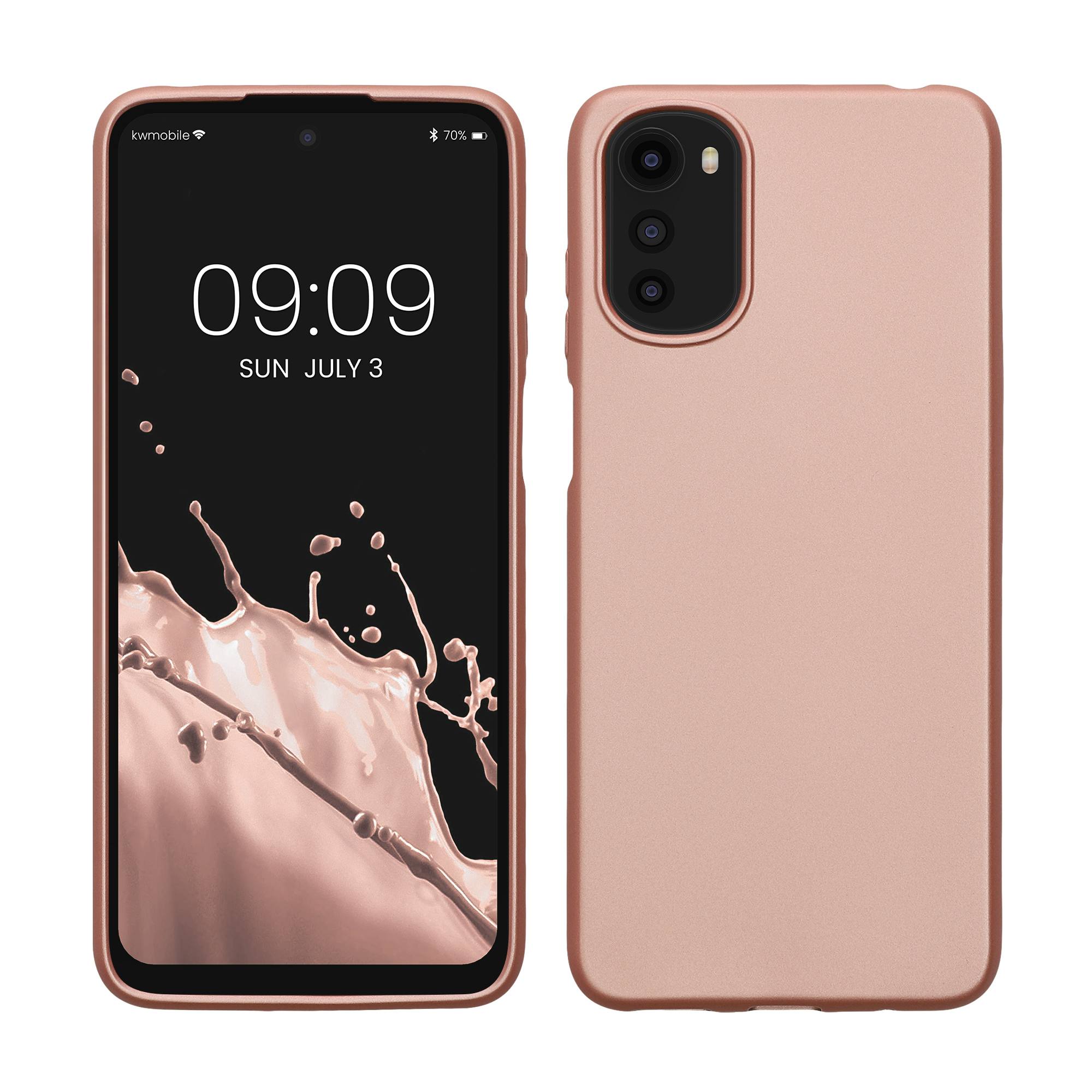 Pouzdro pro Motorola Moto E32 kwmobile tenké metalické silikonové - metalická růžové zlato