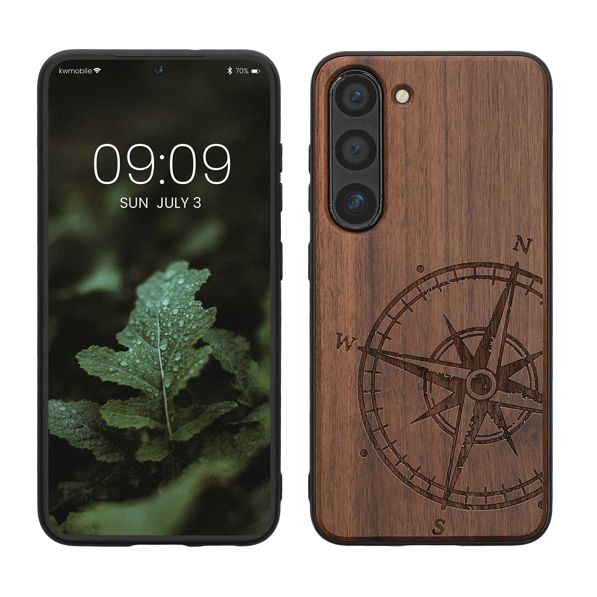 Dřevěný kryt na mobil Galaxy S23 kwmobile tmavě hnědý