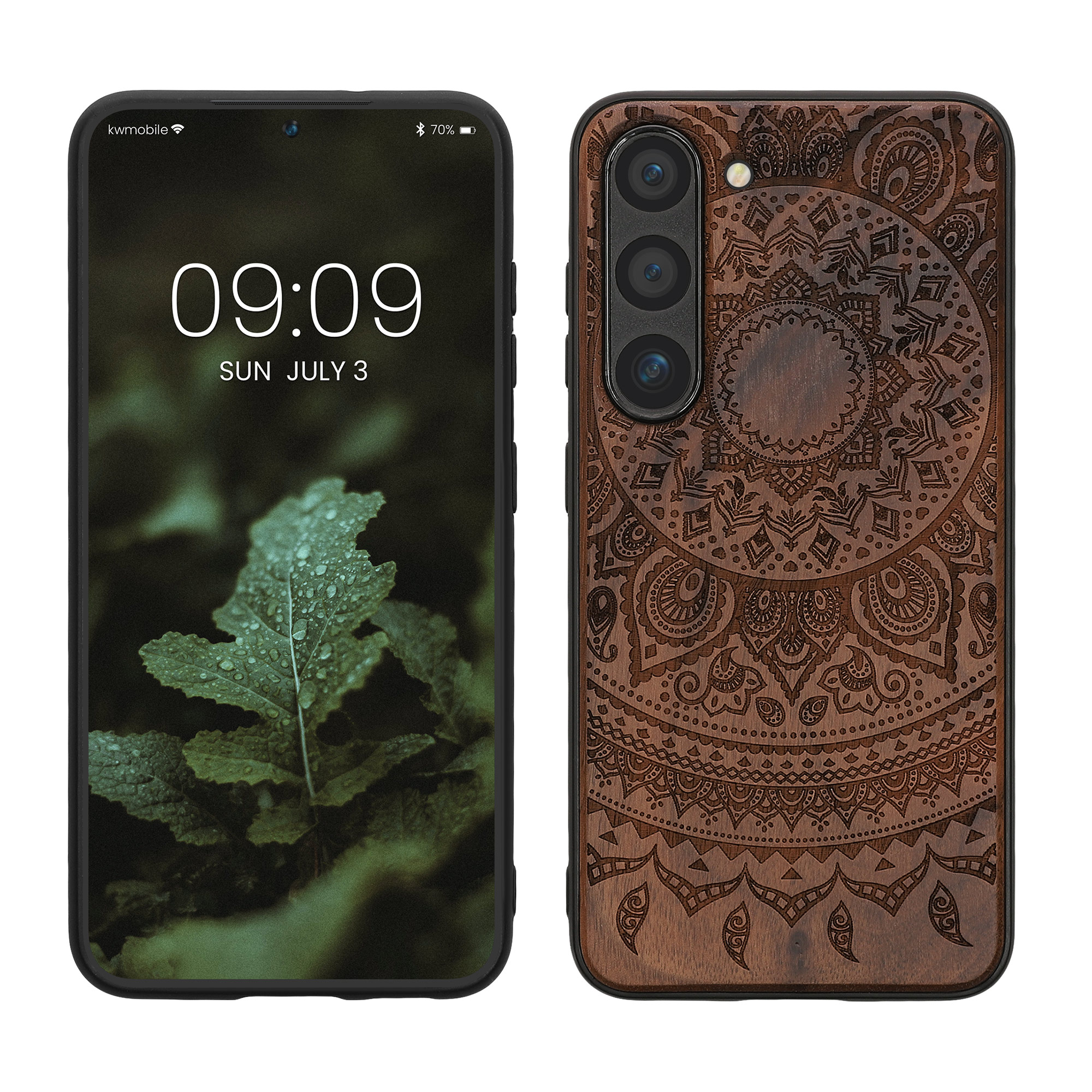 Dřevěný kryt na mobil Galaxy S23 kwmobile tmavě hnědý