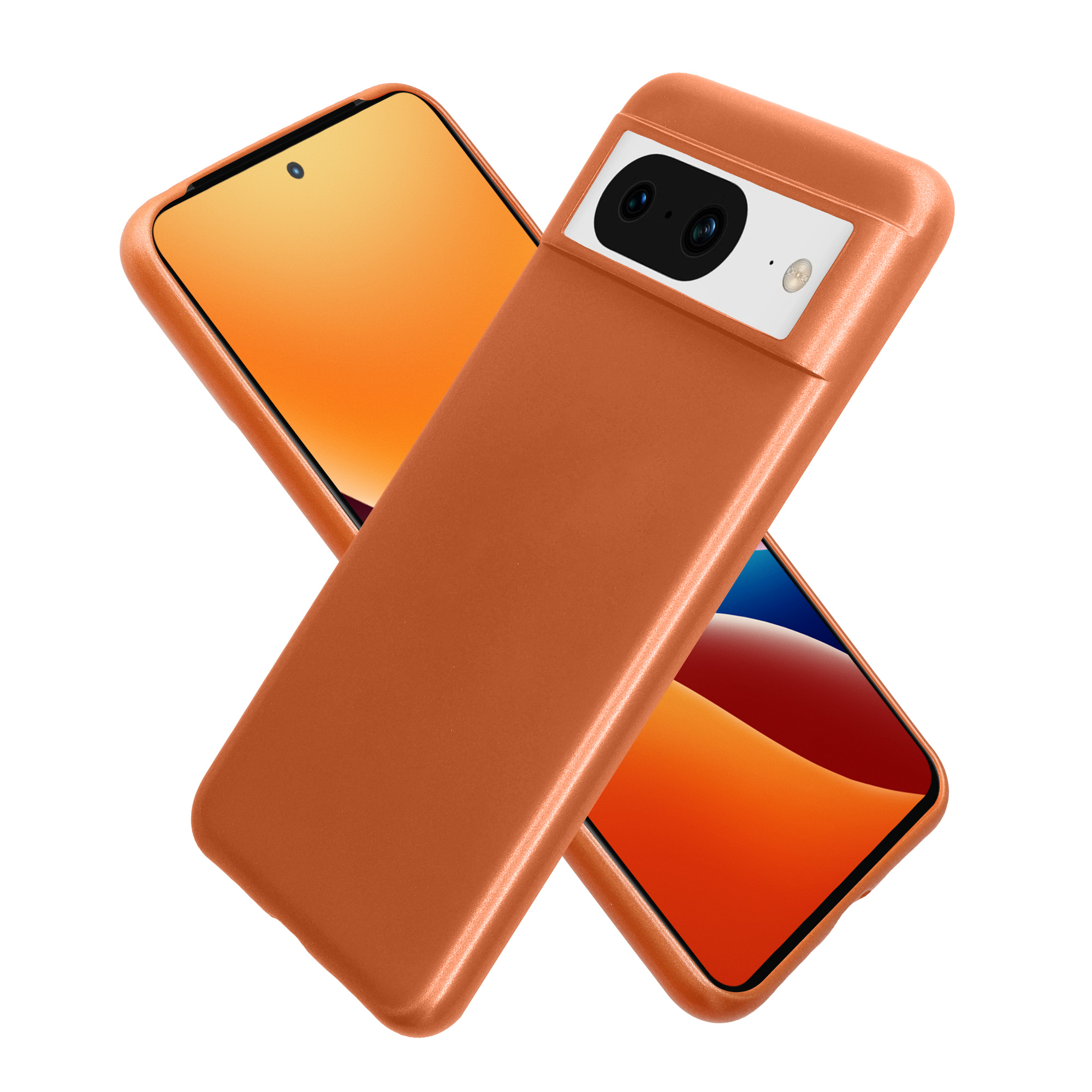 Pouzdro pro Google Pixel 8 kwmobile tenké metalické silikonové - metalická oranžová