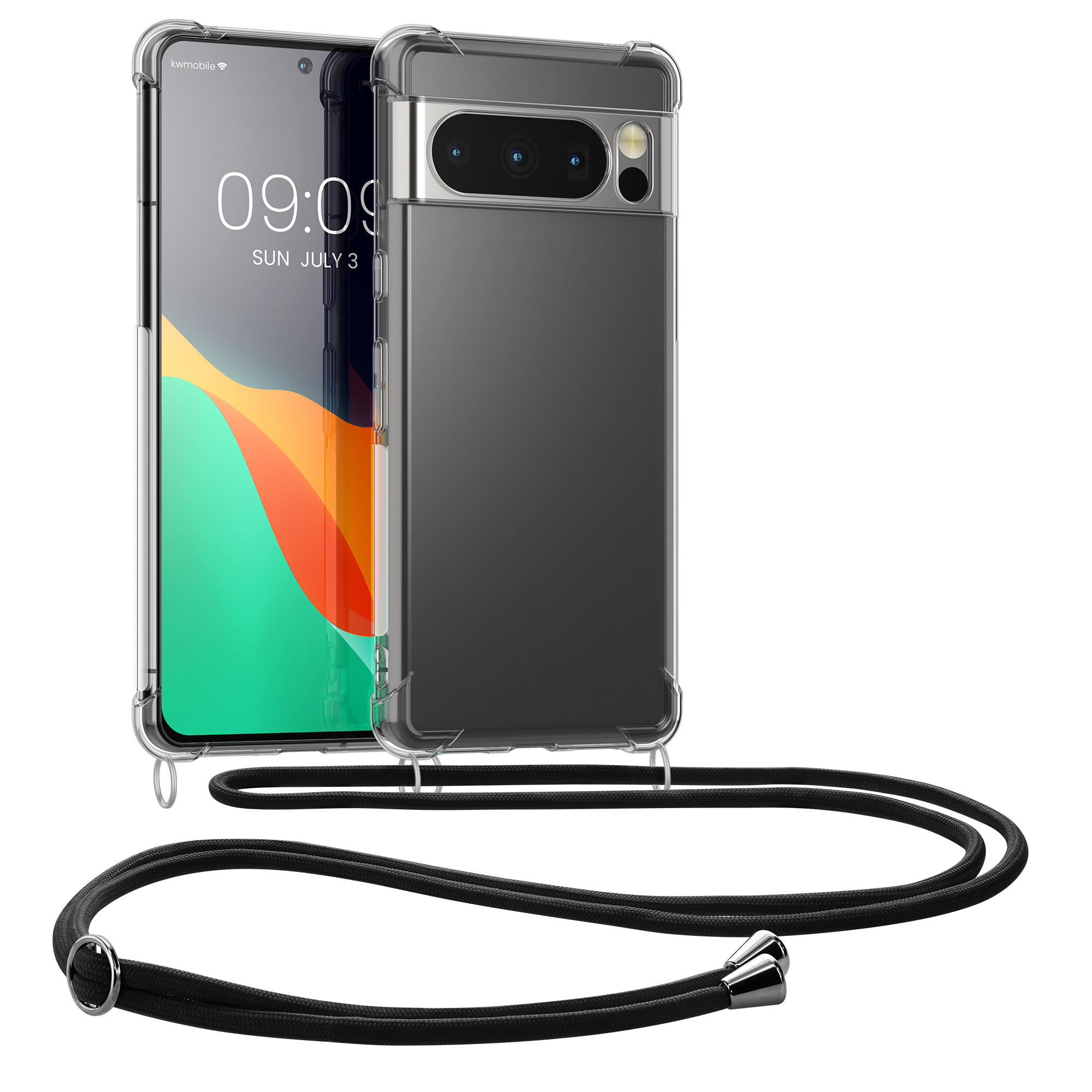 Pouzdro s popruhem (crossbody) pro Google Pixel 8 Pro kwmobile TPU - černá / transparentní