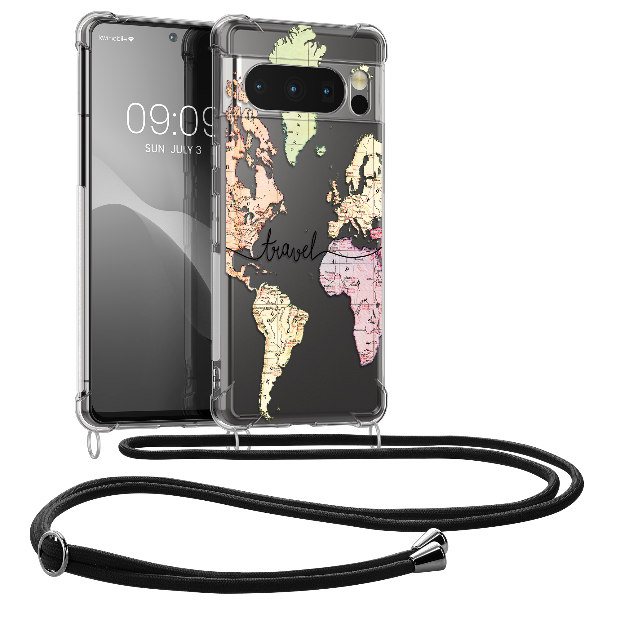 Pouzdro s popruhem (crossbody) pro Google Pixel 8 Pro kwmobile - cestovní černá / více barev / transparentní