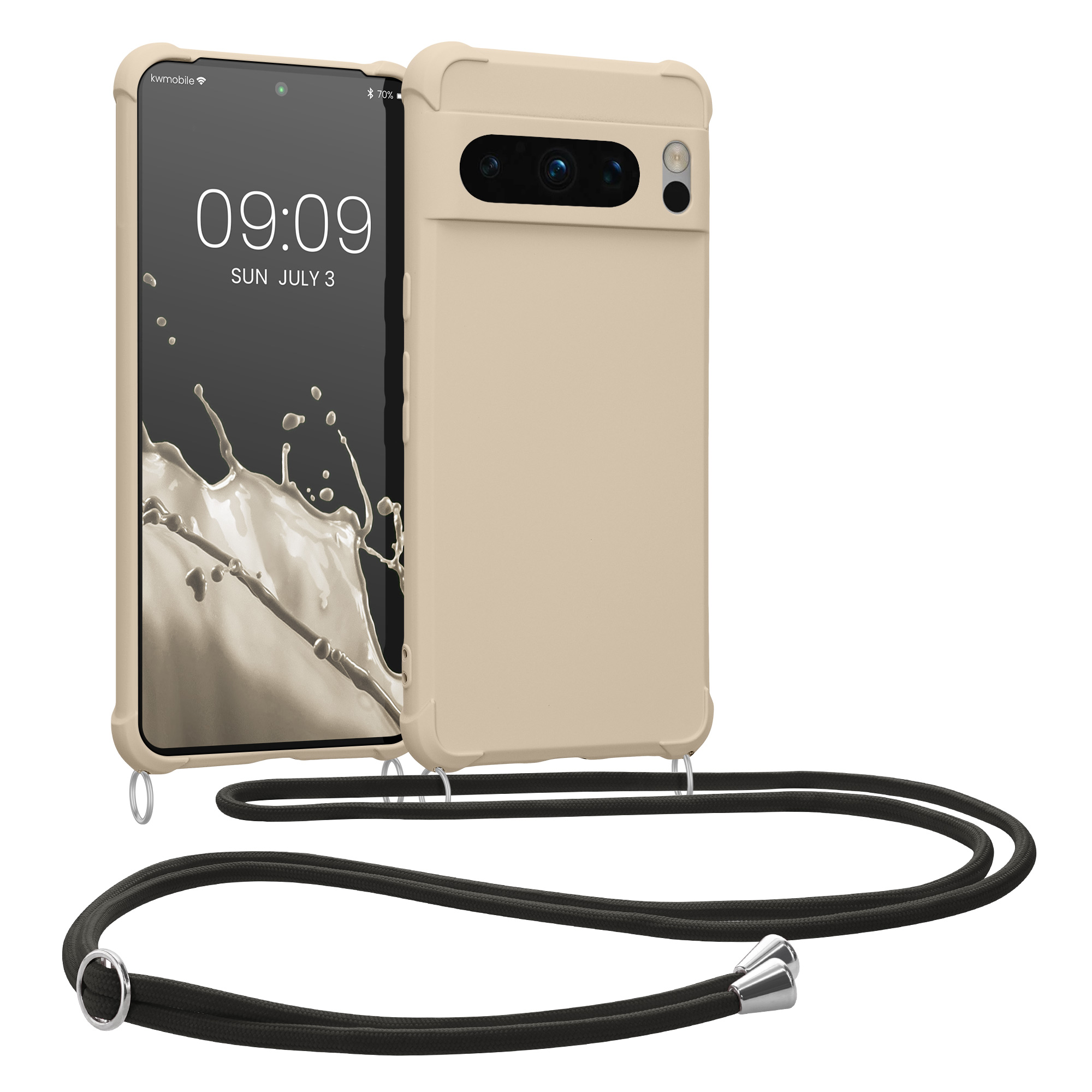 Pouzdro s popruhem (crossbody) pro Google Pixel 8 Pro kwmobile silikonové - krémová