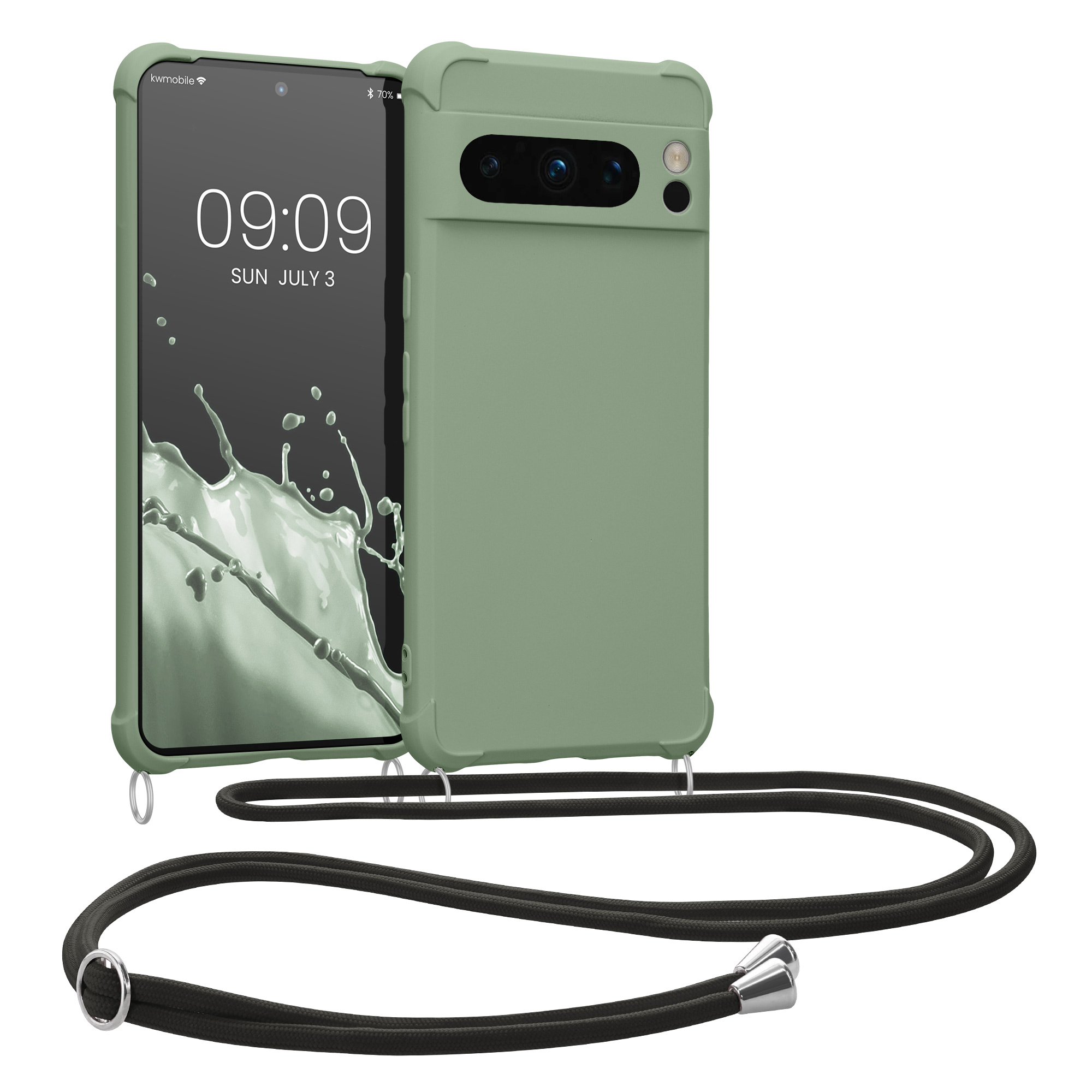 Pouzdro s popruhem (crossbody) pro Google Pixel 8 Pro kwmobile silikonové - šedozelená