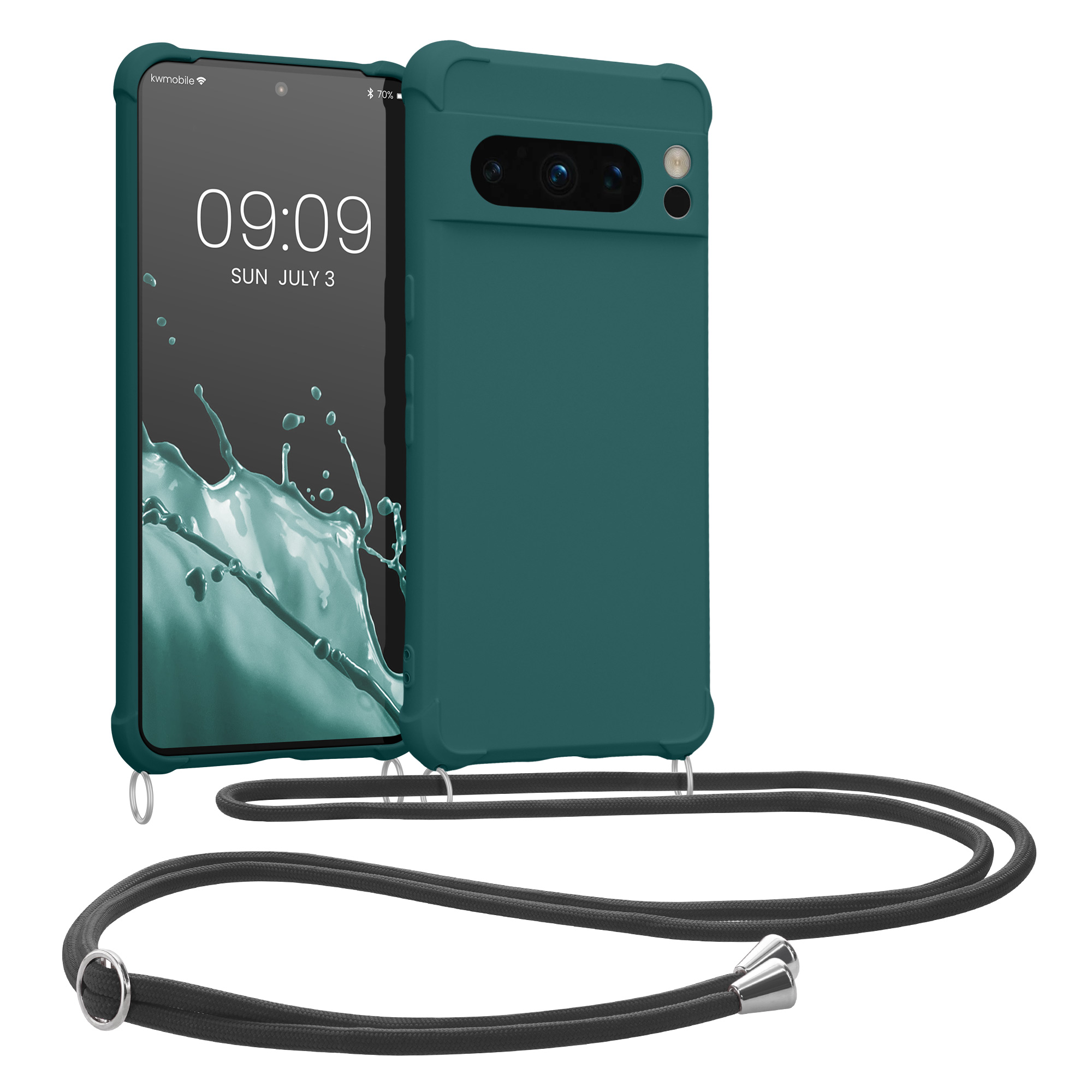 Pouzdro s popruhem (crossbody) pro Google Pixel 8 Pro kwmobile silikonové - petrolejová