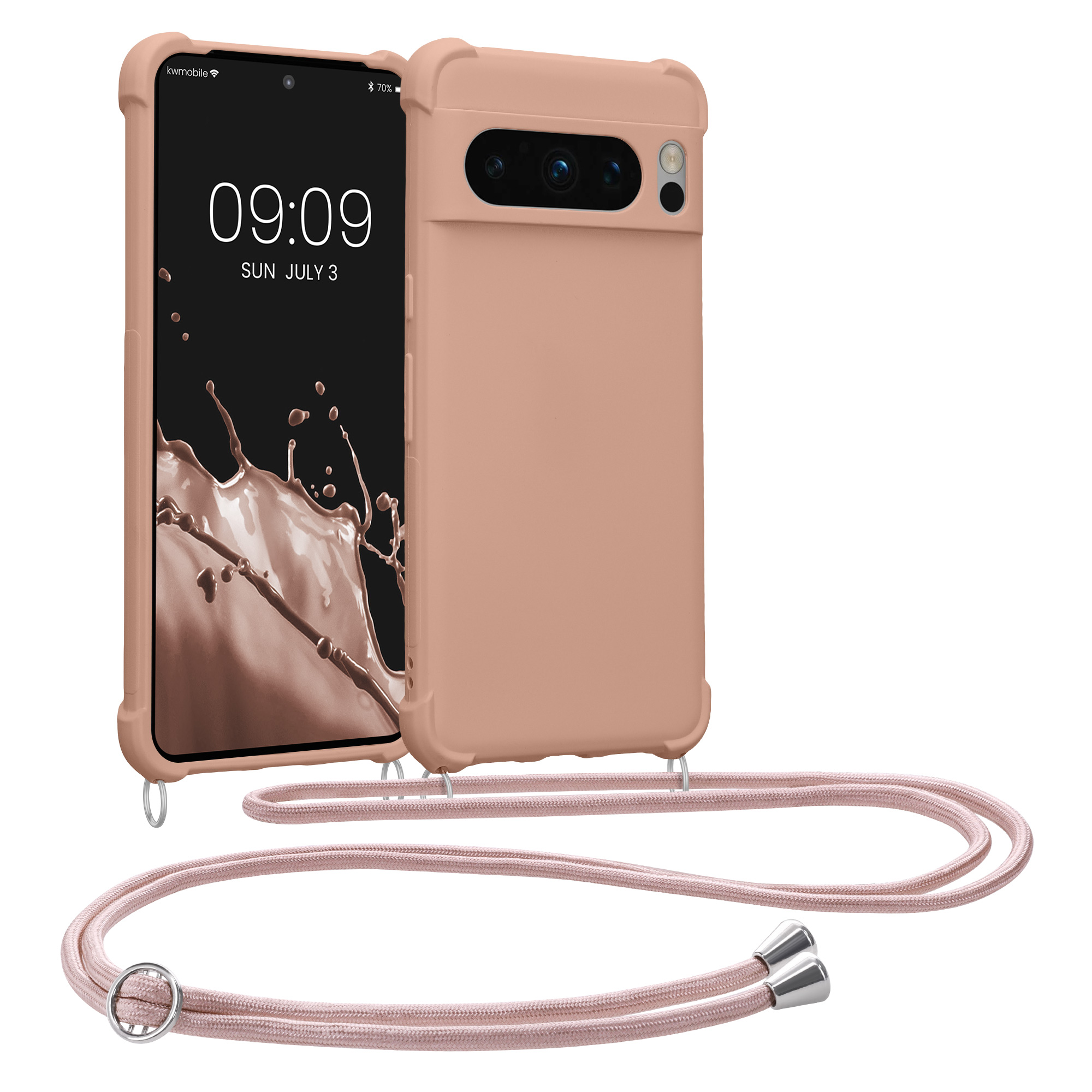 Pouzdro s popruhem (crossbody) pro Google Pixel 8 Pro kwmobile silikonové - kokosová