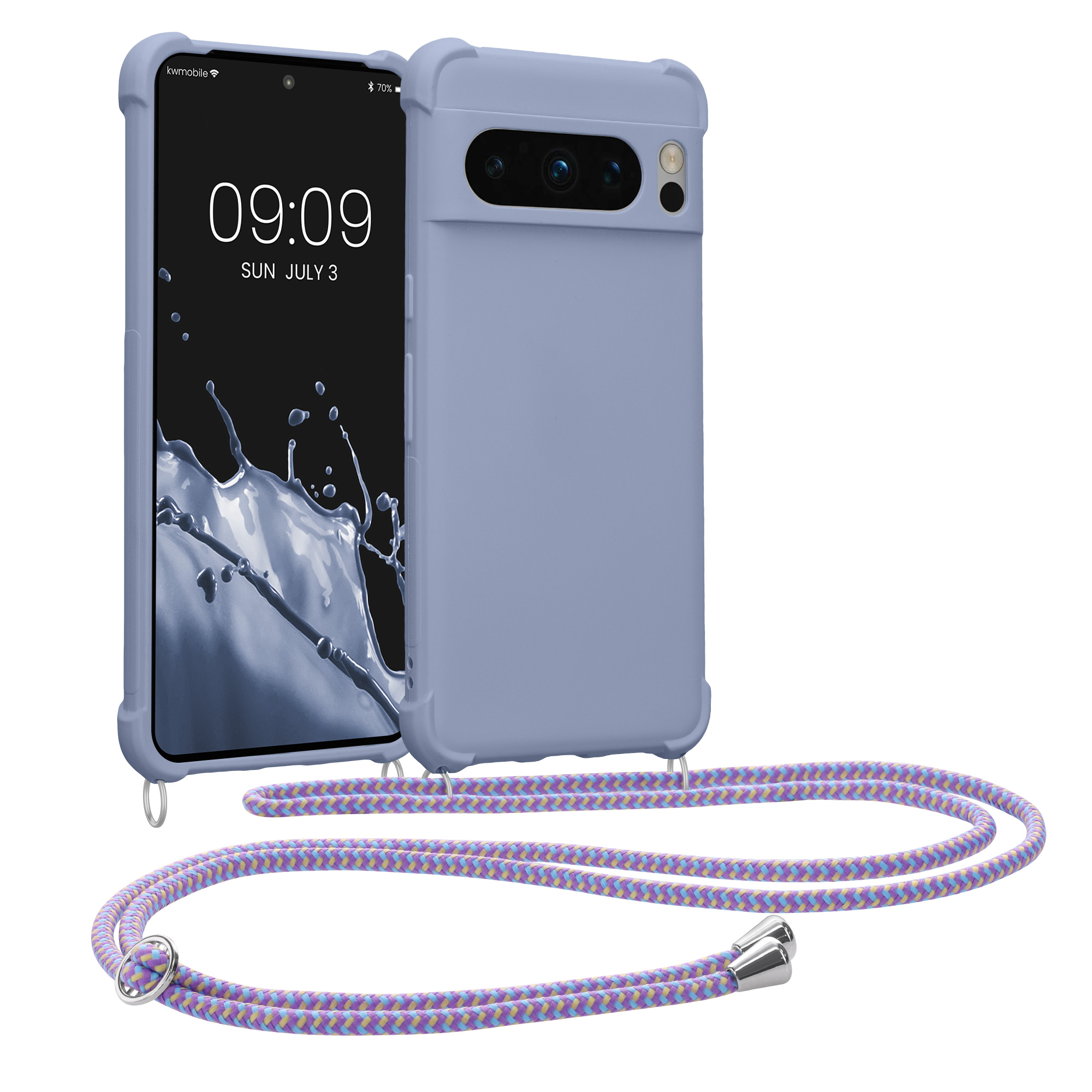 Pouzdro s popruhem (crossbody) pro Google Pixel 8 Pro kwmobile silikonové - levandulová
