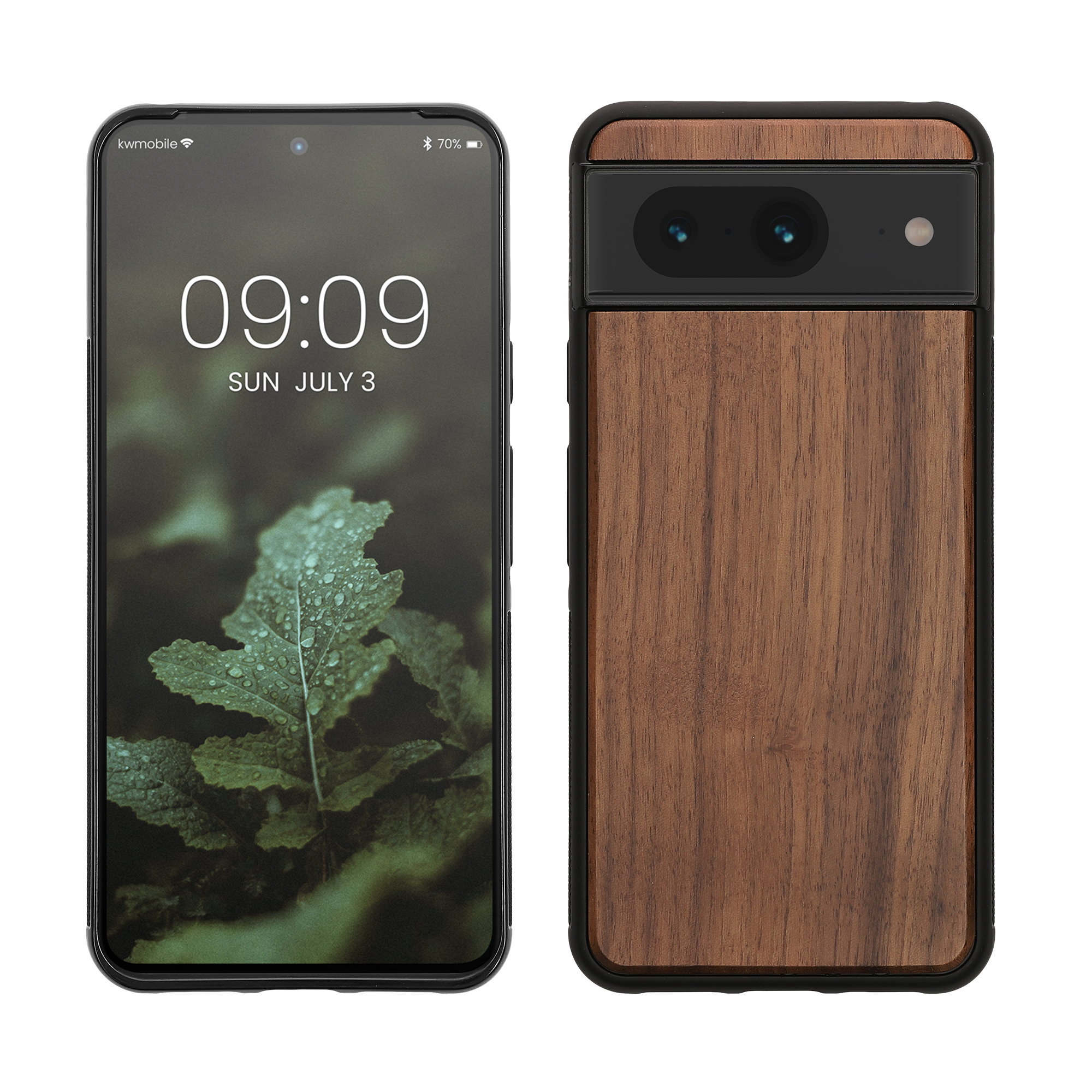 Dřevěný kryt kwmobile pro Google Pixel 8 - Hard Cover in Dark Brown