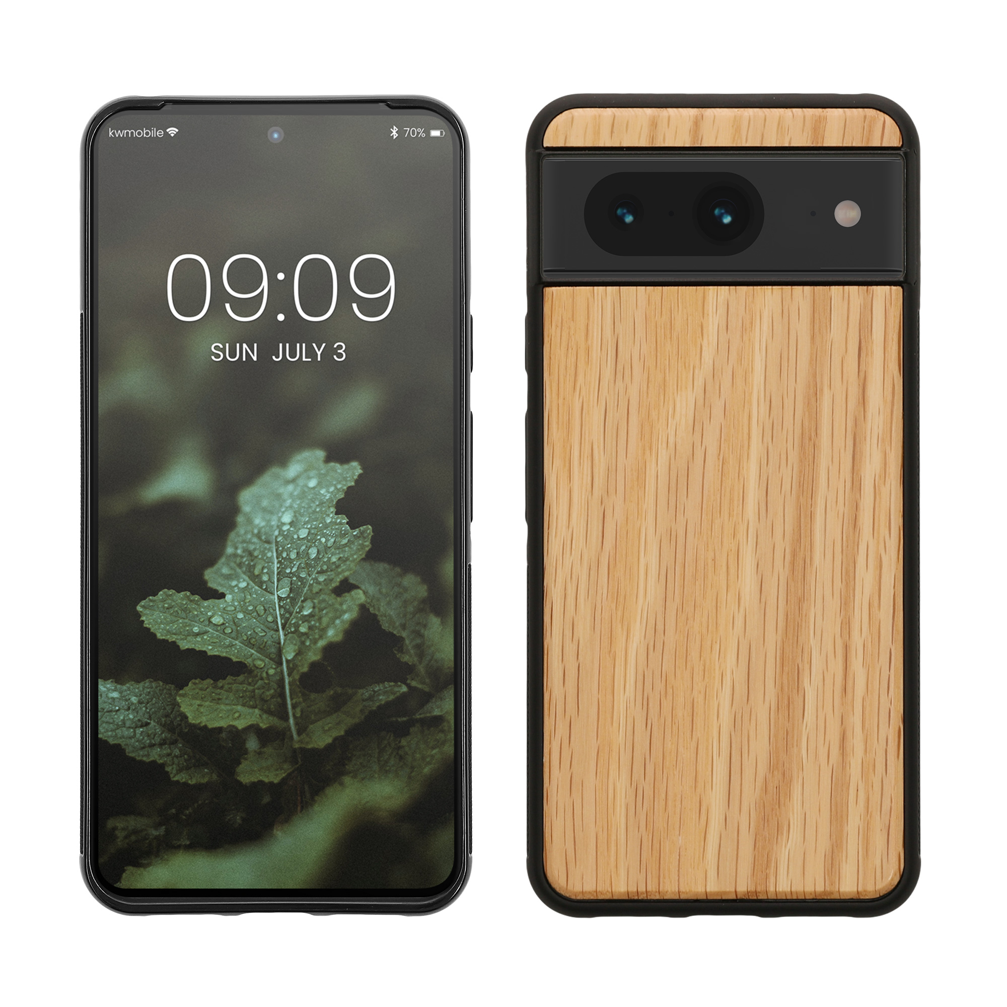 Dřevěné pouzdro pro Google Pixel 8 kwmobile - tvrdý obal světle hnědá / hnědá
