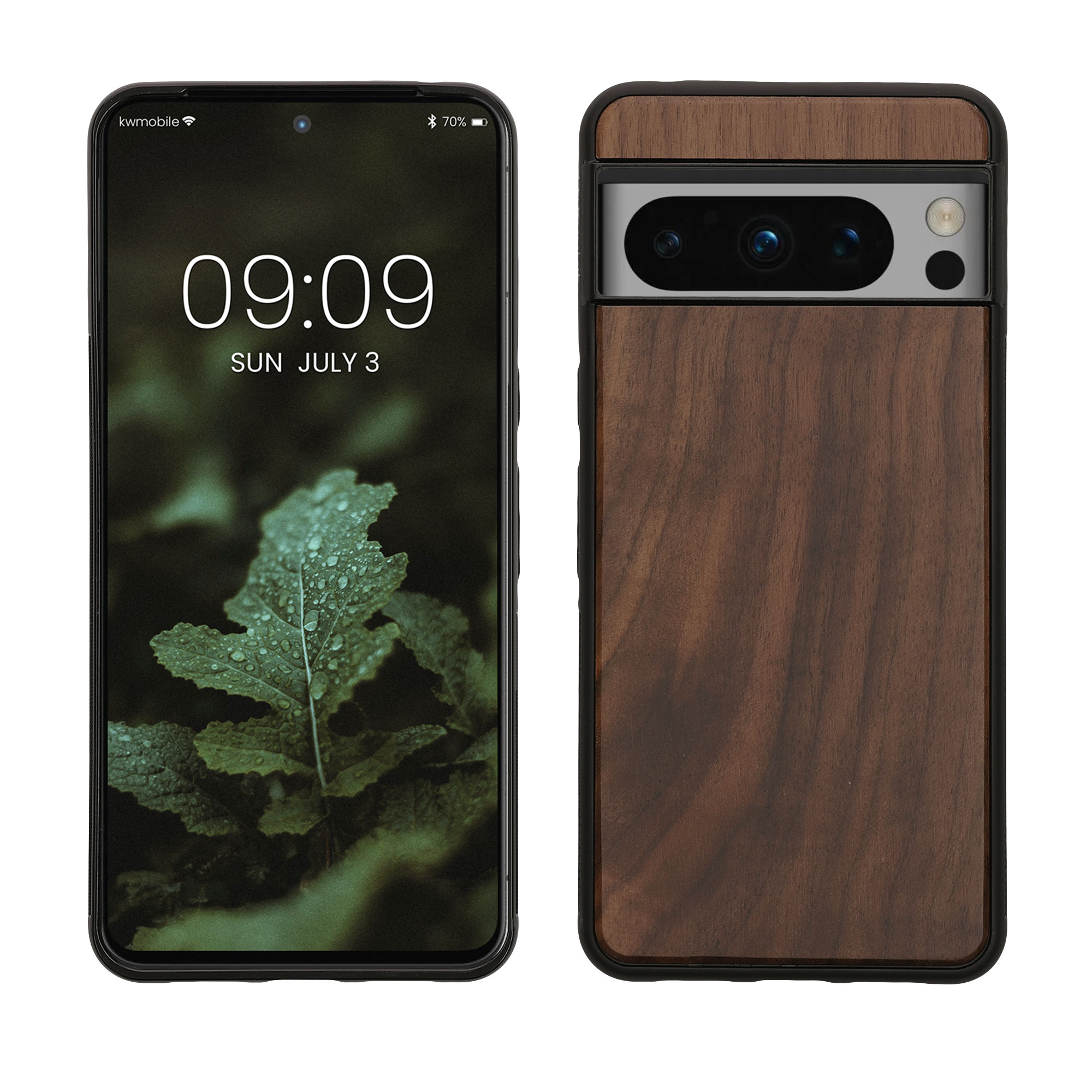 Dřevěné pouzdro pro Google Pixel 8 Pro kwmobile - tvrdý obal v tmavě hnědé barvě