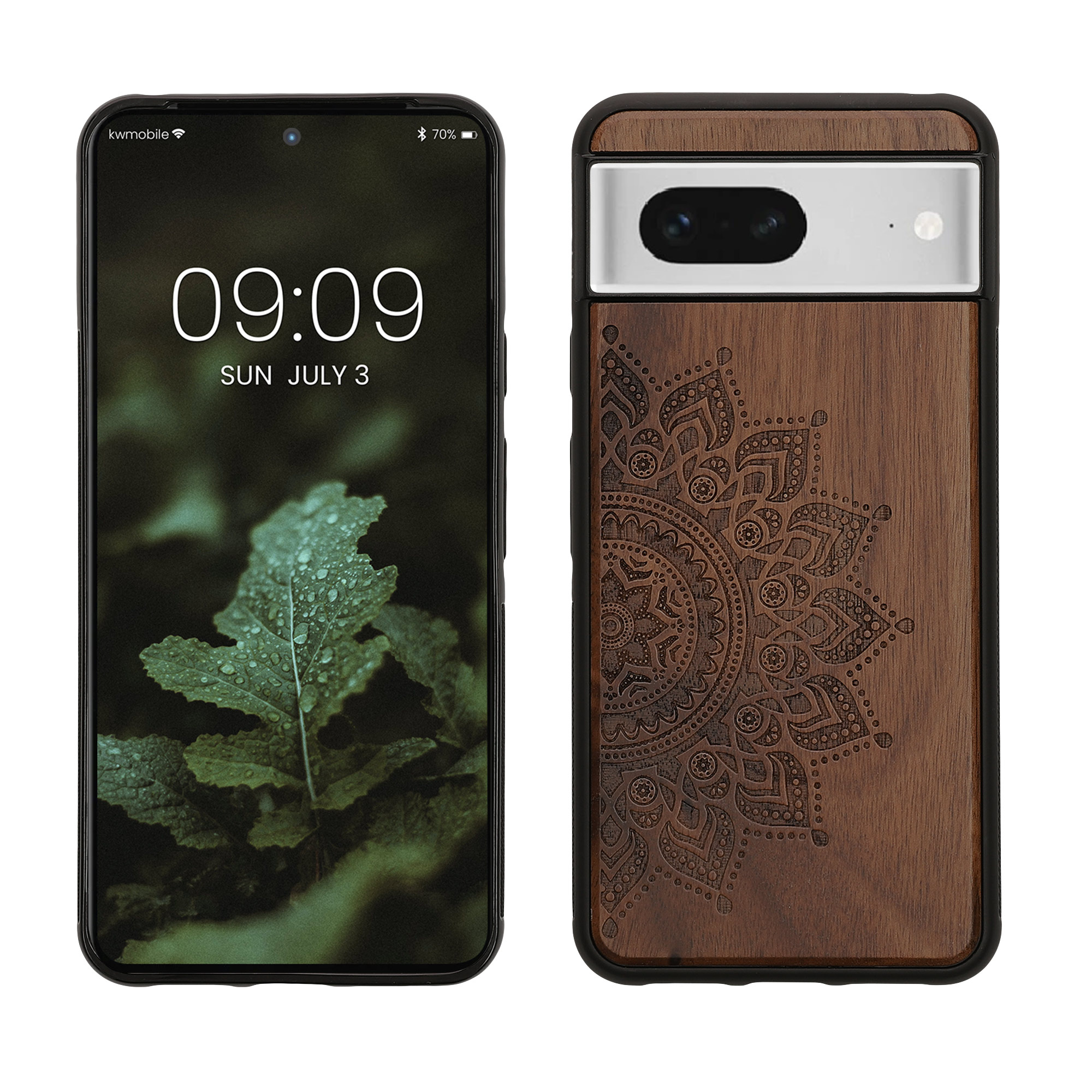 Dřevěný kryt kwmobile Google Pixel 8 - Hard Cover in Dark Brown