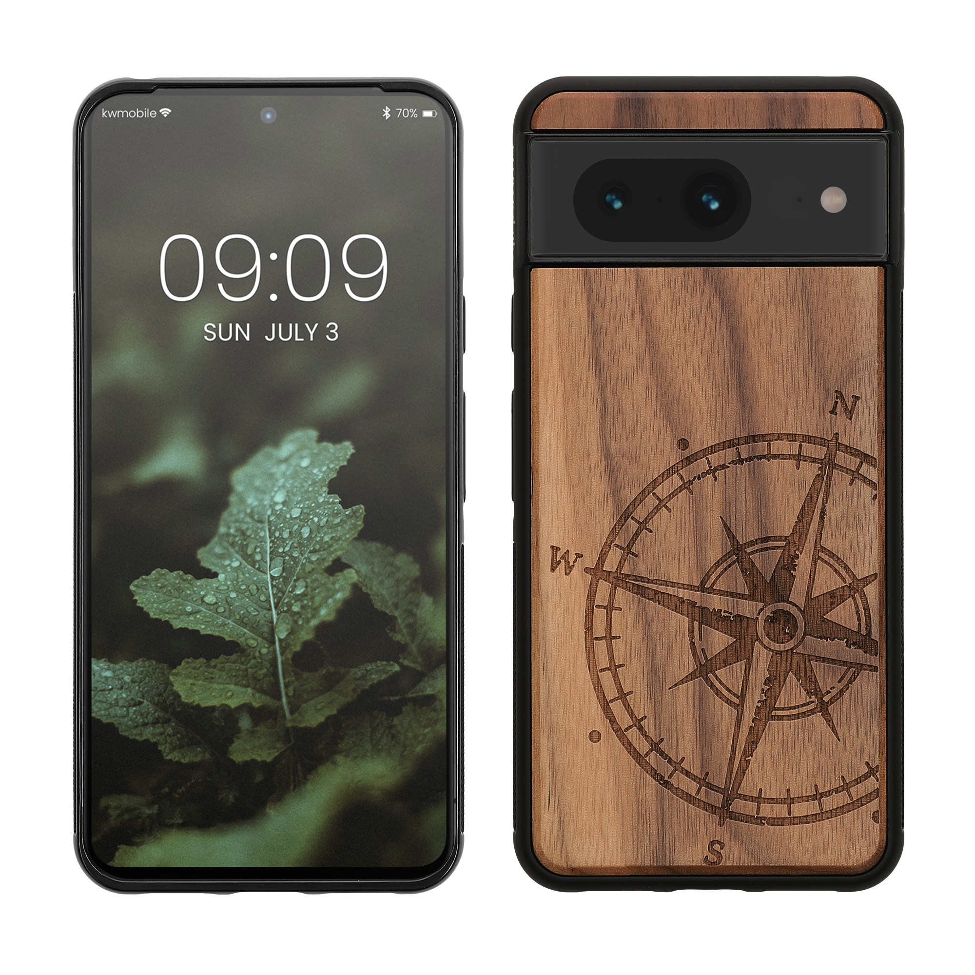 Dřevěný kryt kwmobile pro Google Pixel 8 - Hard Cover in Dark Brown