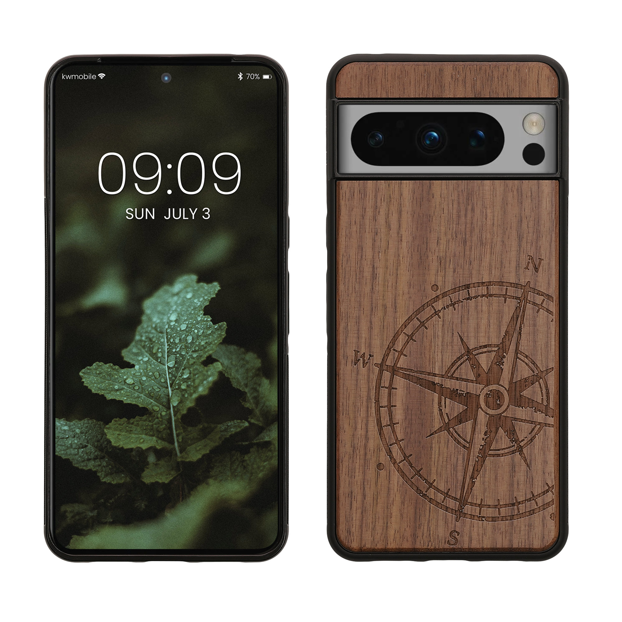 Dřevěné pouzdro pro Google Pixel 8 Pro kwmobile - tvrdý obal v tmavě hnědé barvě