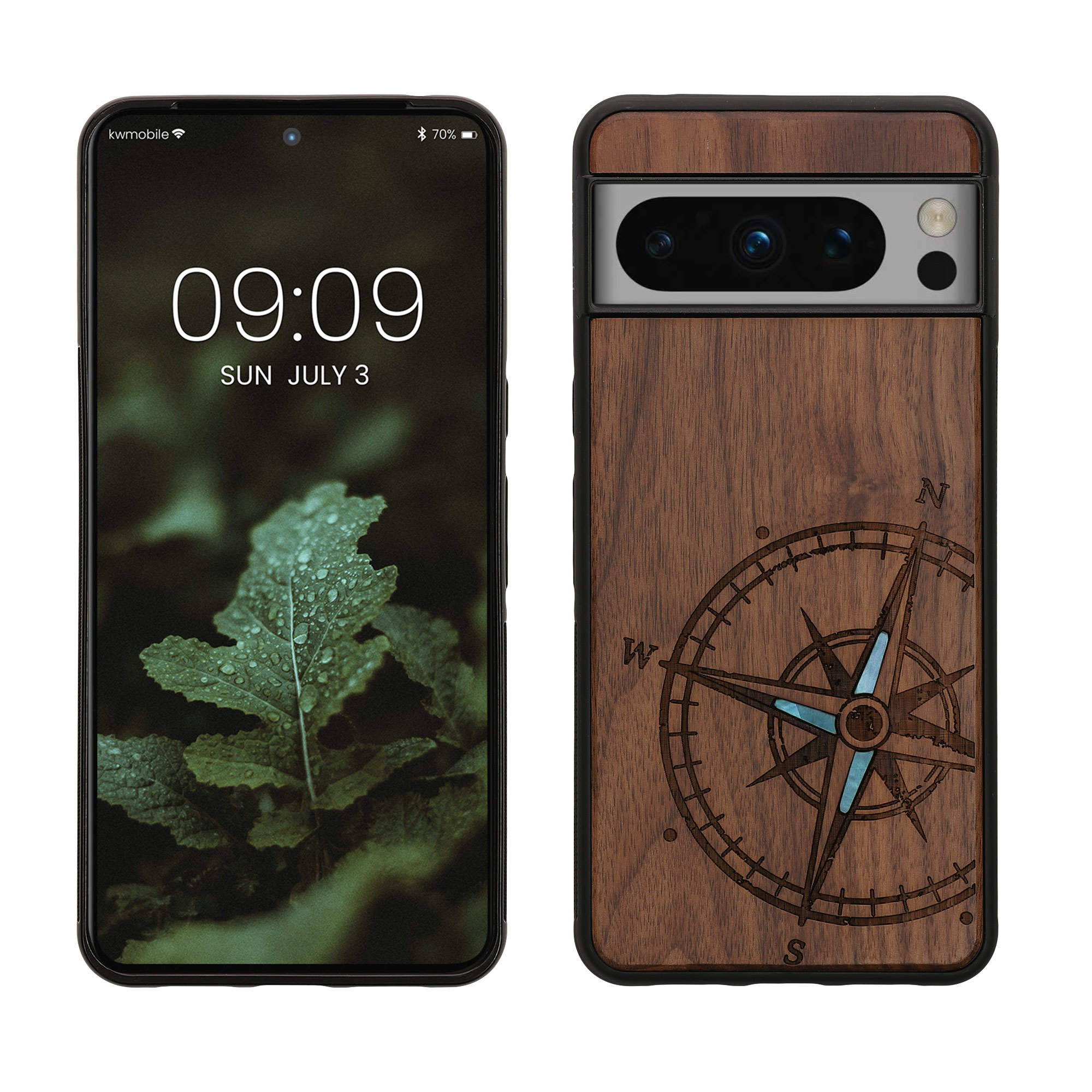 Dřevěné pouzdro pro Google Pixel 8 Pro kwmobile - tvrdý obal v tmavě hnědé barvě