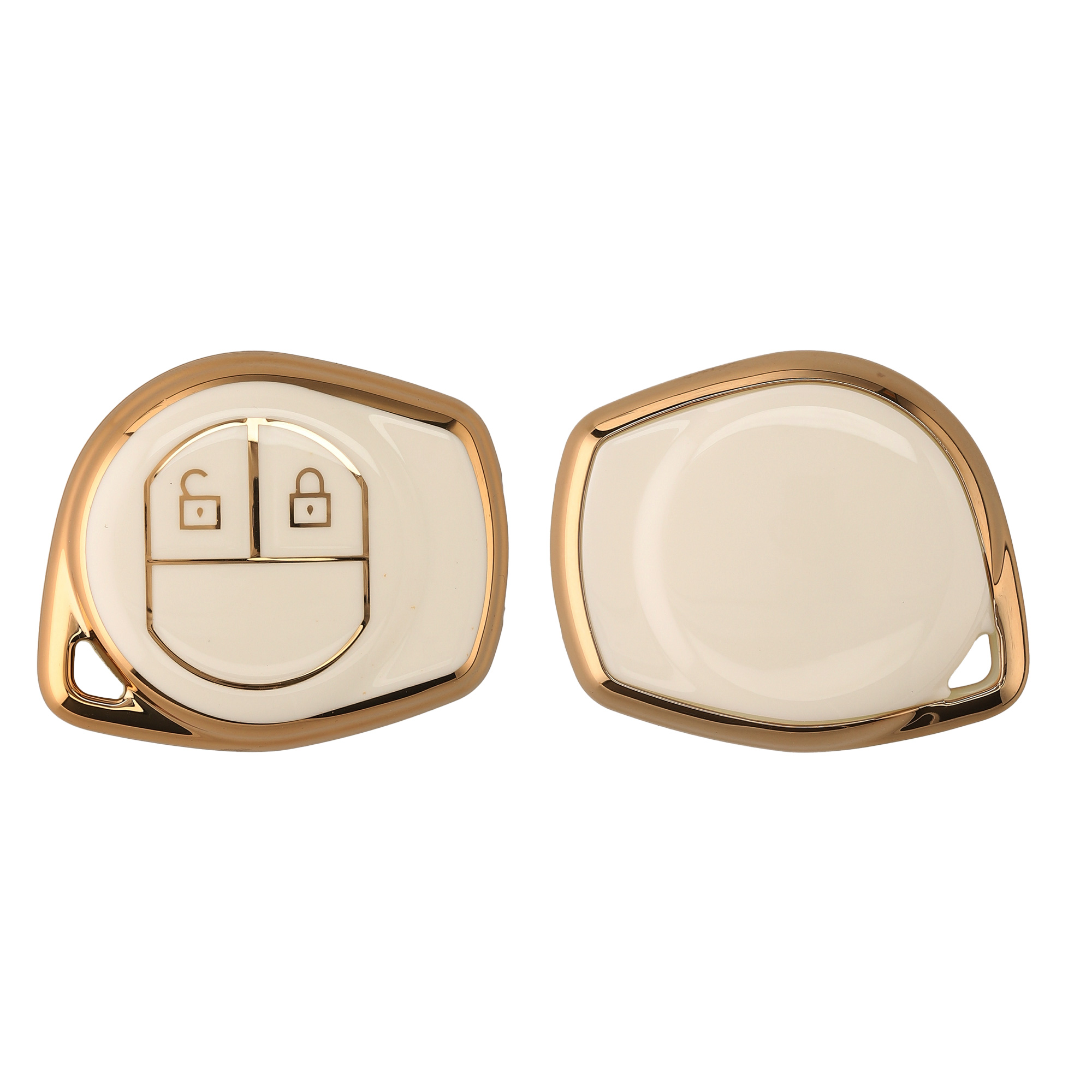 Pouzdro na klíč od auta Suzuki 2 Button Car Key kwmobile - bílá / zlatá