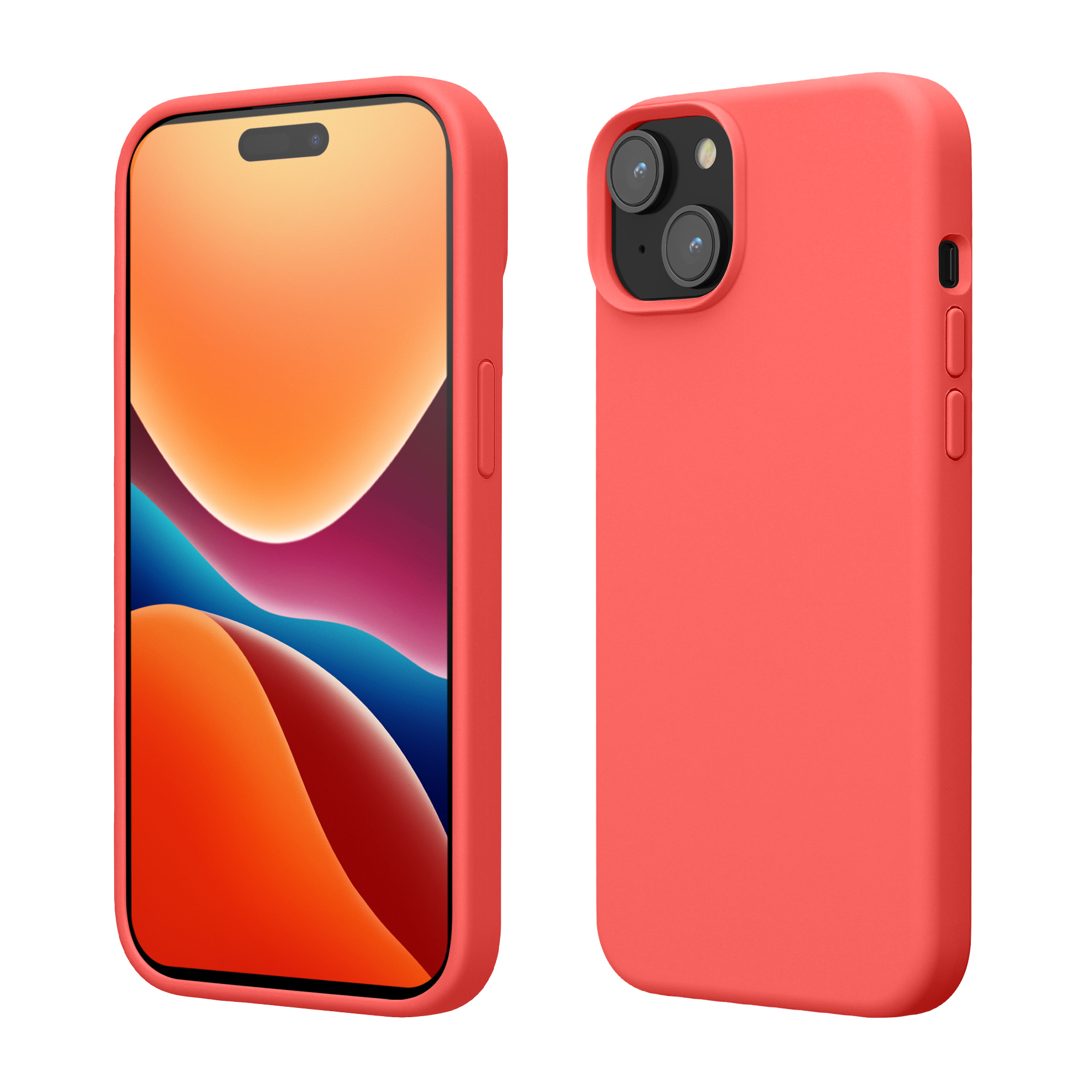 Pouzdro pro iPhone 15 kwmobile silikonové - neonově korálová