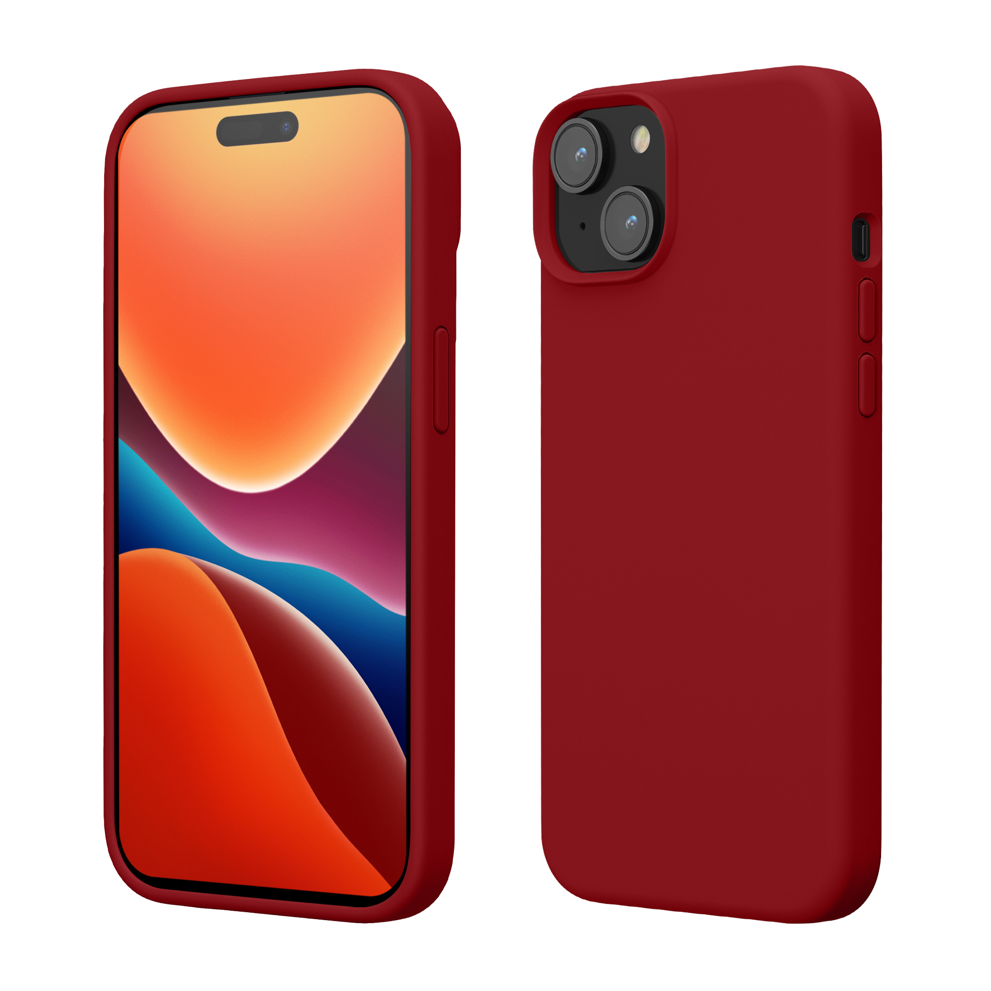 Pouzdro pro iPhone 15 kwmobile silikonové - rebarborová červená