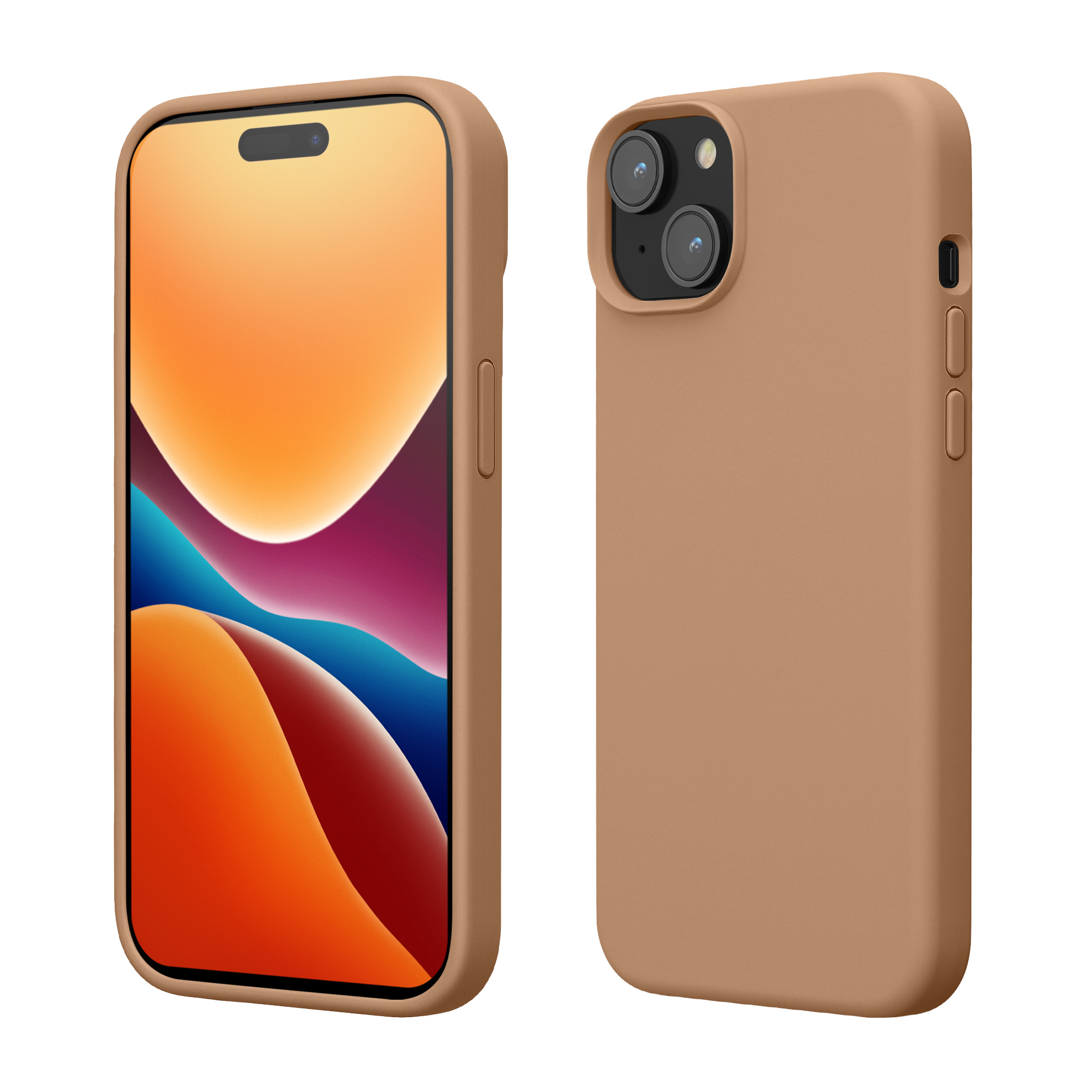Pouzdro pro iPhone 15 kwmobile silikonové - kapučínová