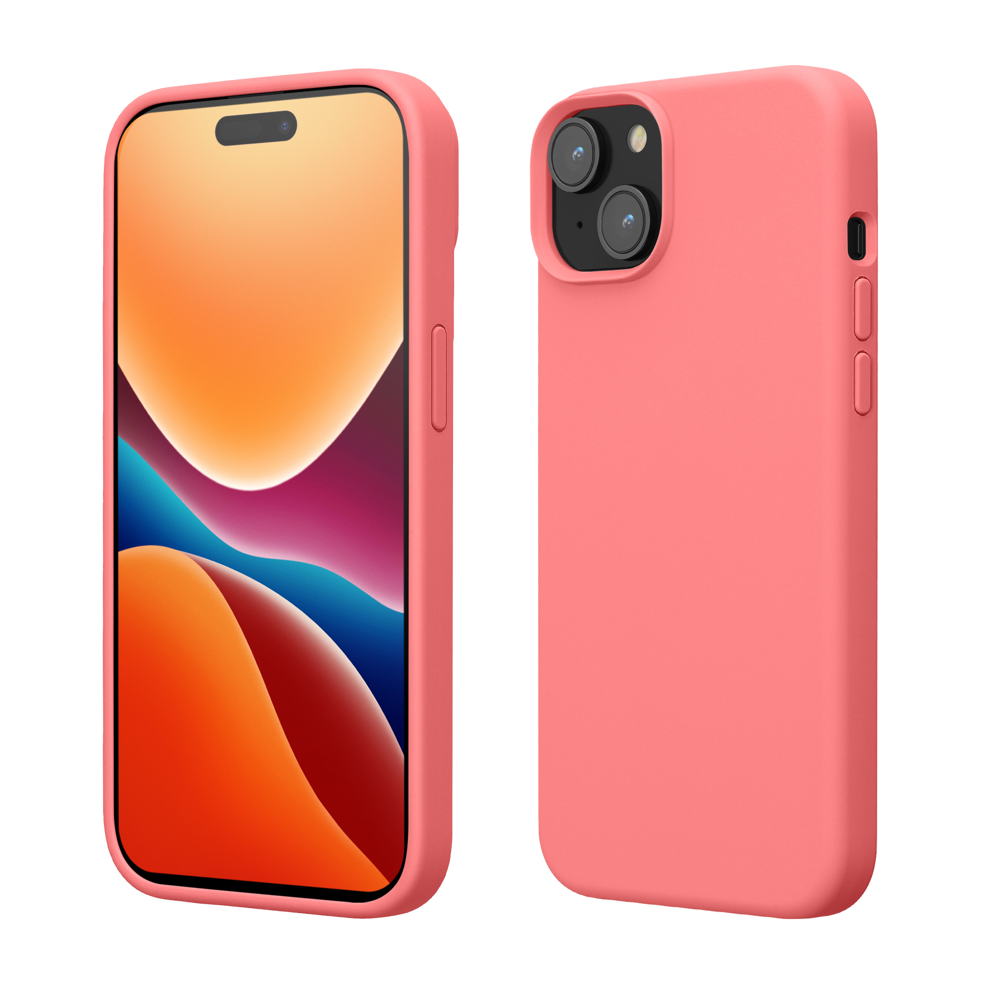 Pouzdro pro iPhone 15 kwmobile silikonové - pastelová korálová