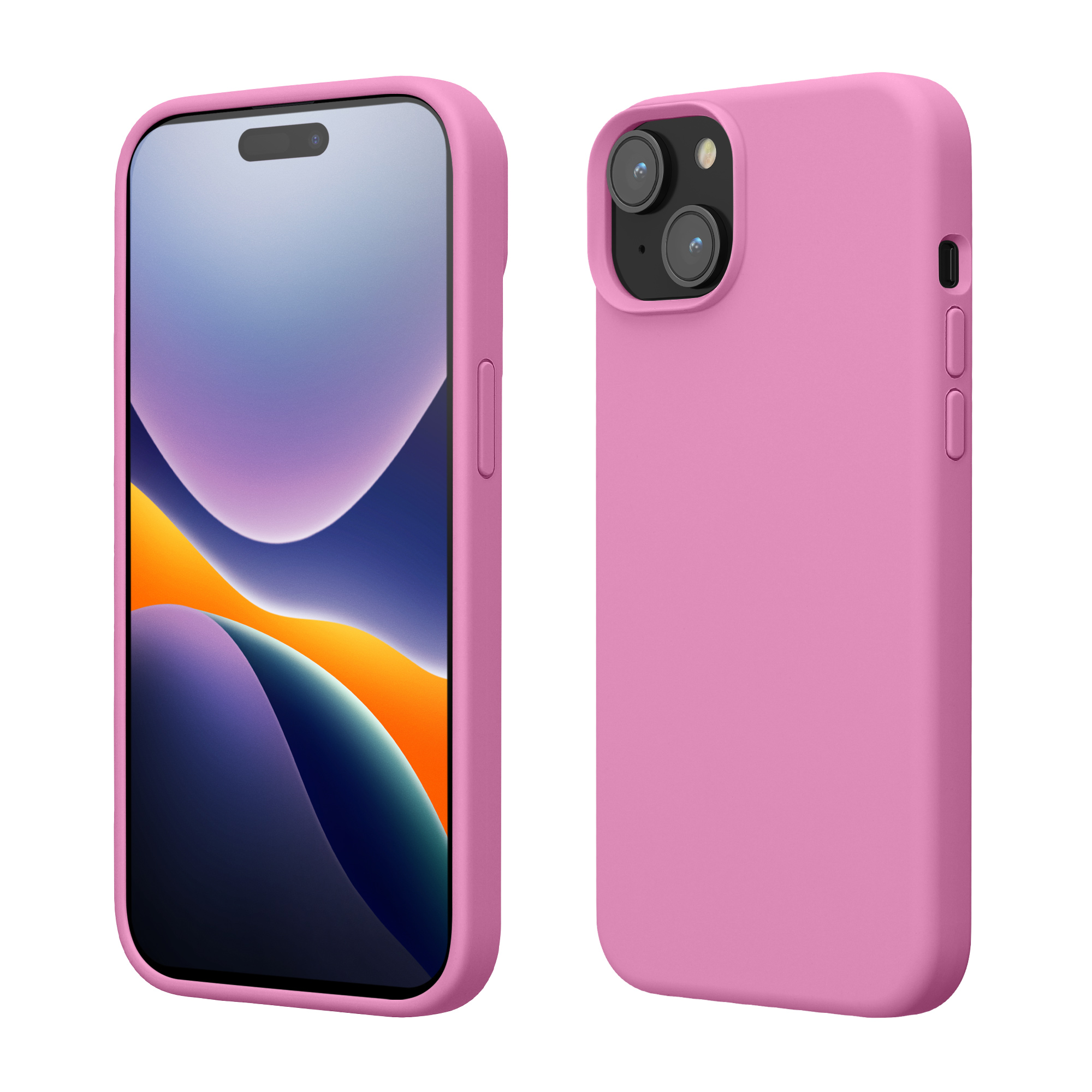 Pouzdro pro iPhone 15 kwmobile silikonové - růžová levandulová