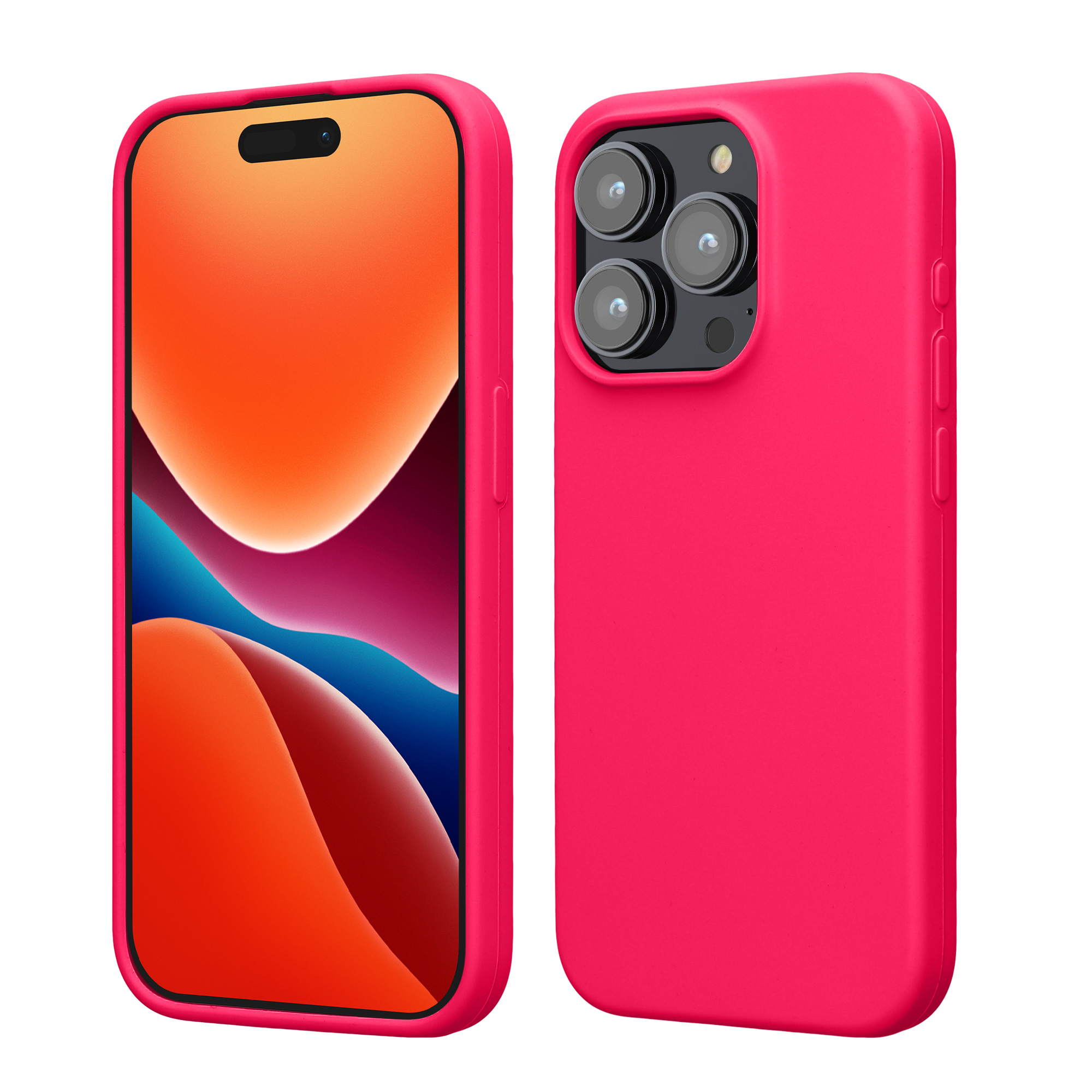 Silikonový kryt kwmobile pro iPhone 15 Pro - neonově růžová