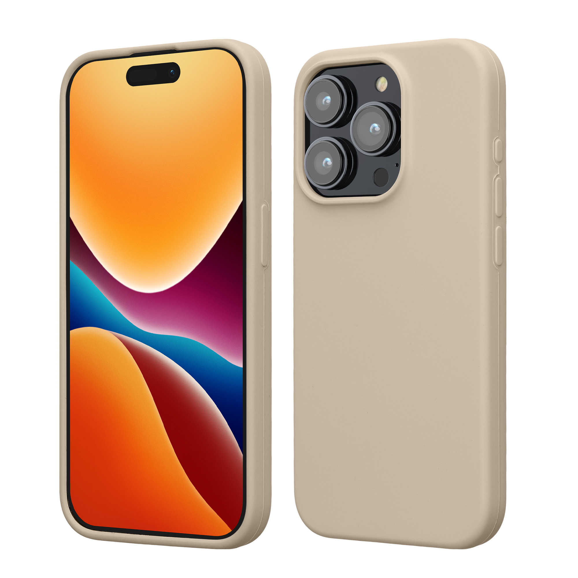 Silikonový kryt kwmobile pro iPhone 15 Pro - krémová